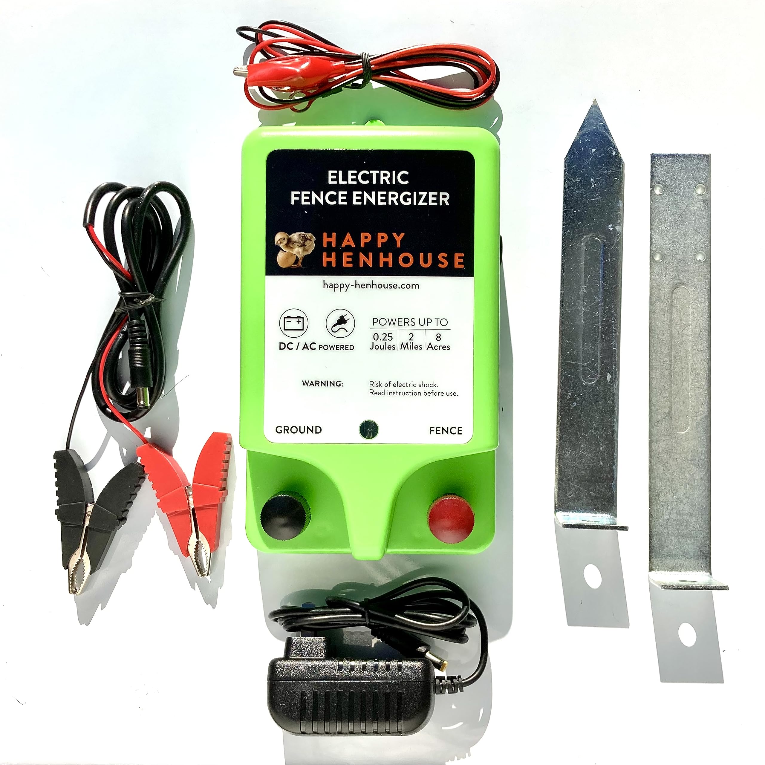 Electric Fence Charger: Perfect for Poultry, Pets & Gardens | Easy Setup | Keeps Pests Away | Dual Voltage DC/AC, 12V Battery or 110V AC | 0.25J, 2 Miles / 8 Acres | Hot Wire Fence
