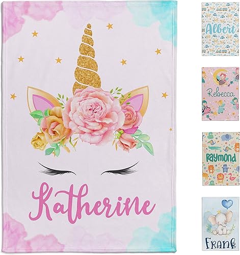 Miniatura 1 de Manta personalizada para bebé con nombre, manta personalizada para niños pequeños, 6 diseños y 2 tamaños, mantas súper suaves para recién nacidos,