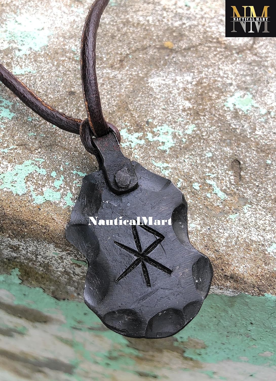 Hand Forged Iron Love Rune Pendant Viking Runic Amulet Nordic Pendant Talisman Necklace Norse Runes Jewelry