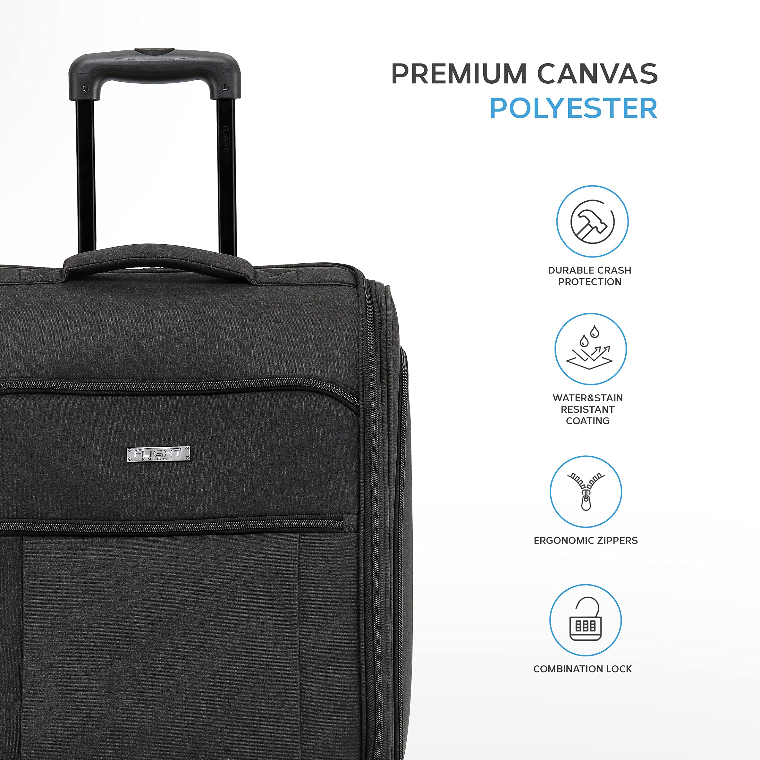 Flight Knight 55x40x20cm Ryanair Maximum Size Carry On Priority Hand Luggage Case Approved & Tested - 2 Wheels - Ultra Lightweight Durable Soft Case Textile Cabin Suitcase
