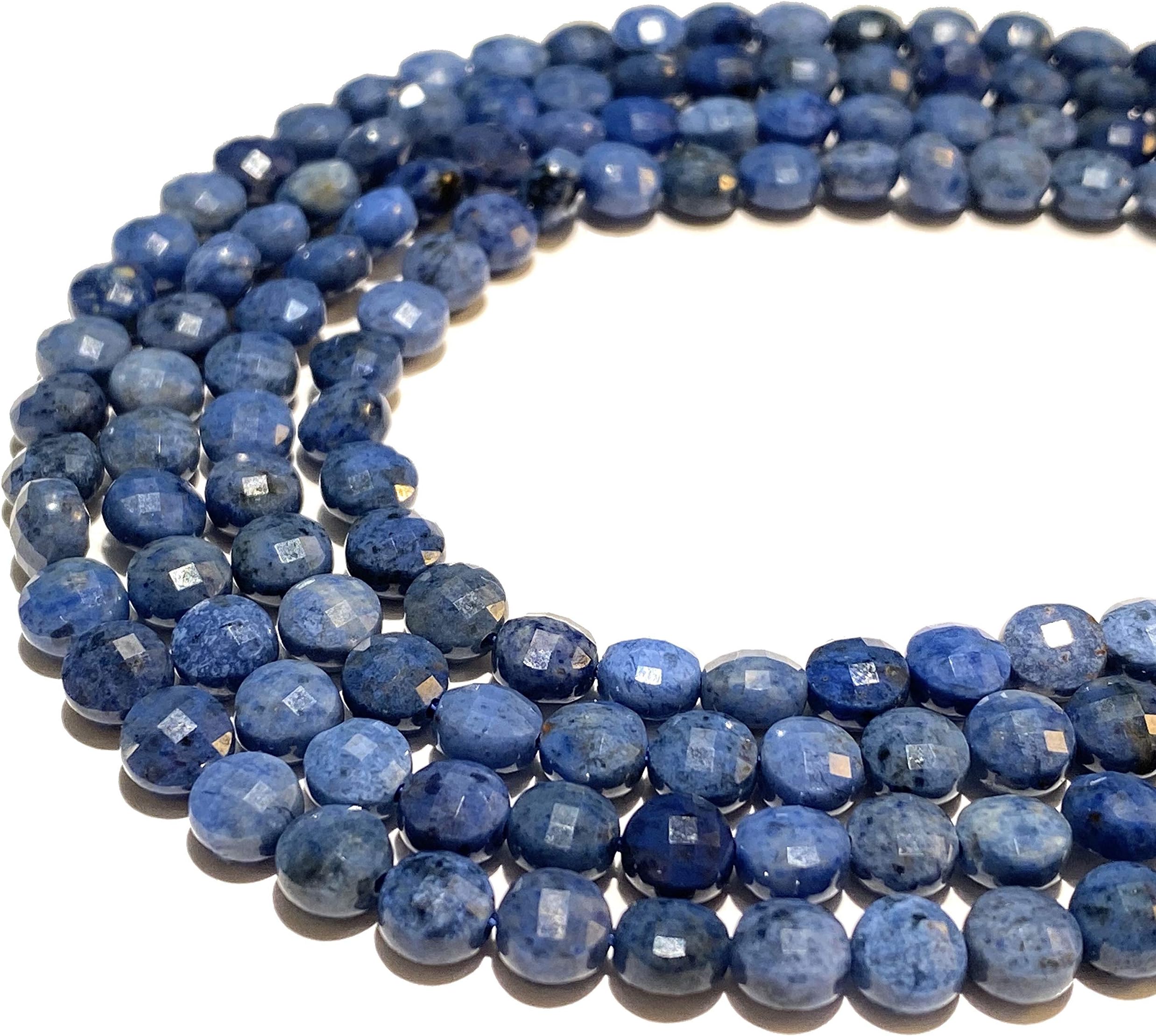 ABCGEMS African Sunset Dumortierite Beads (A Revolutionary Cutting Process- More Surfaces to Reflect Light) Healing, Energy, Micro-Faceted, Diamond-Cut, Checkerboard Coin, Tiny, 6mm