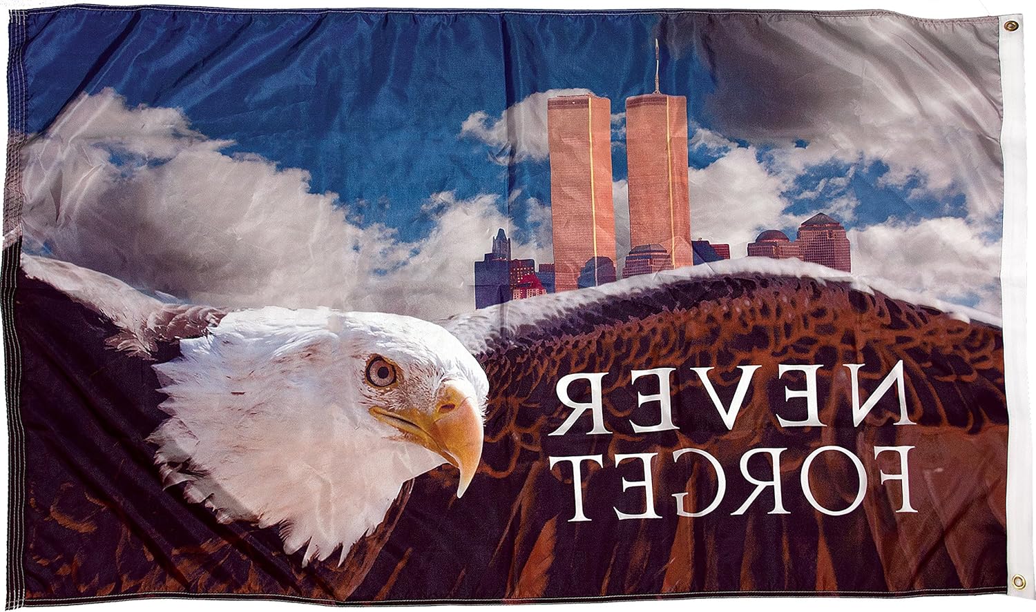 FlagSource Never Forget 9/11 with Eagle Nylon Flag, Made in The USA, 3x5'
