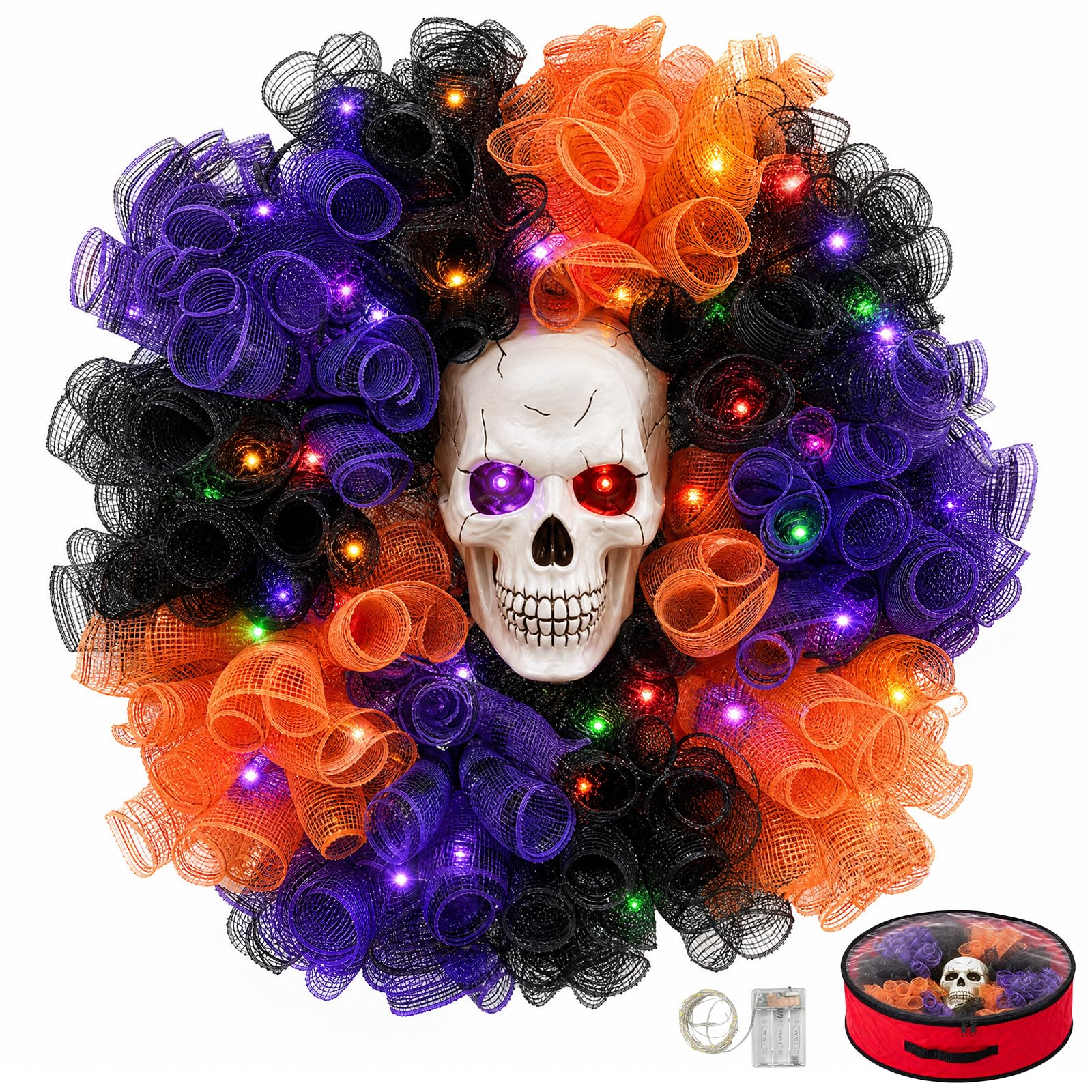 Wizcave Halloween Wreath with Lights