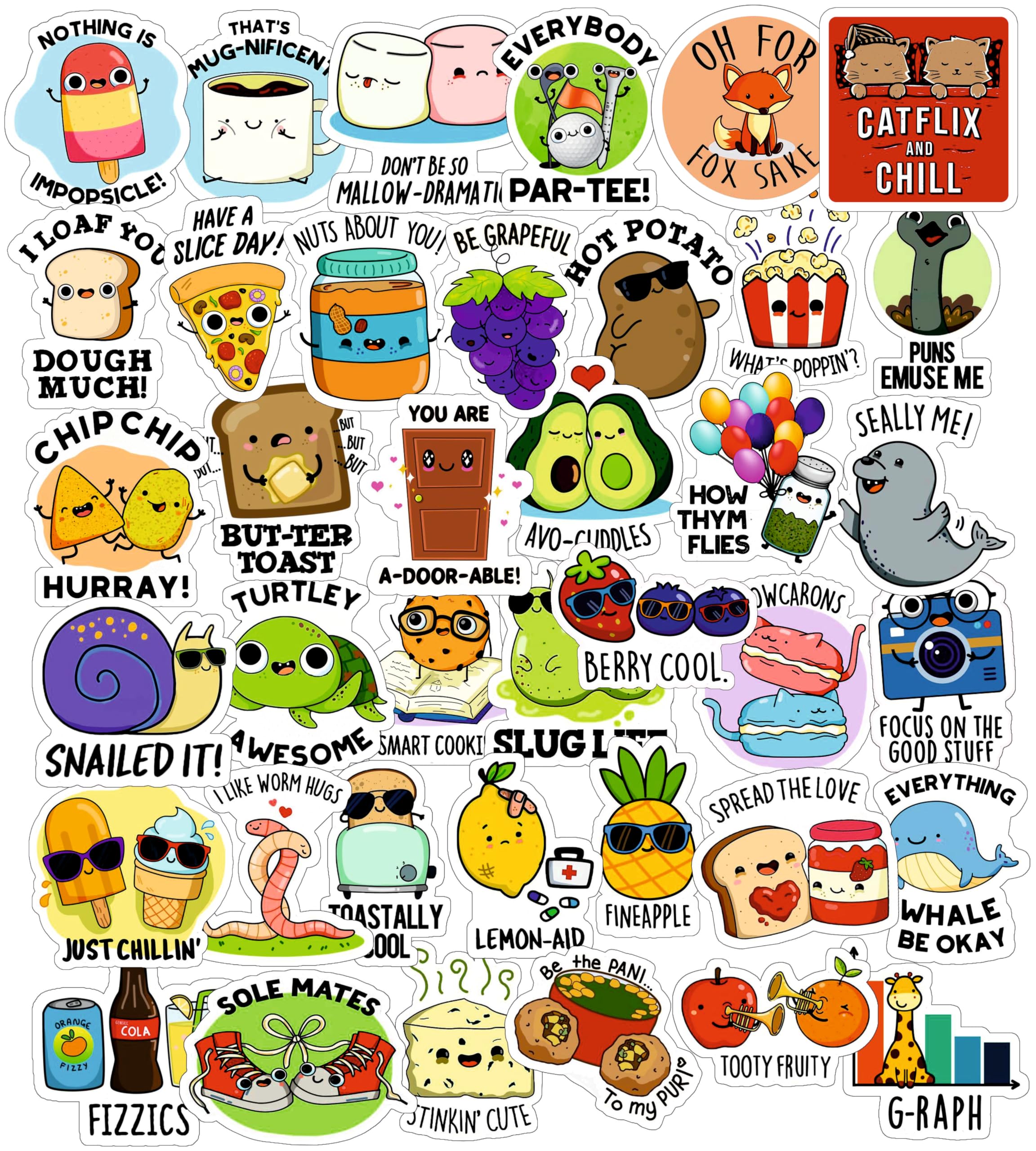 PIXELARTZ Cute Cartoon DIY Doodle Vinyl Stickers for Laptop, Skateboard, Luggage, Snowboard, Refrigerator, Toys, Car, Bikes, Phones, Guitar (Multicolor) (33)