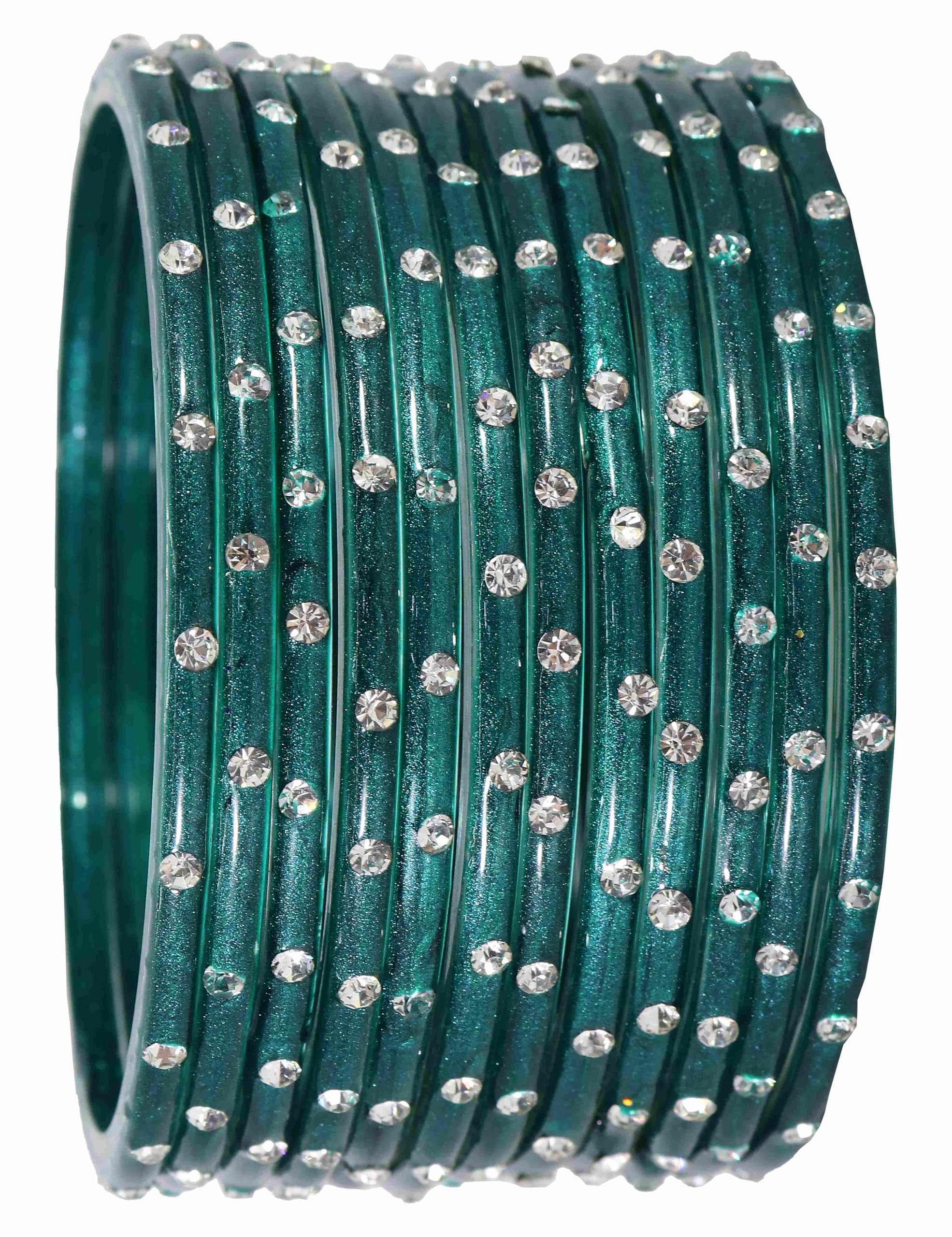 Glass Bangles with Zircon Stone Set for Daily use & Parties