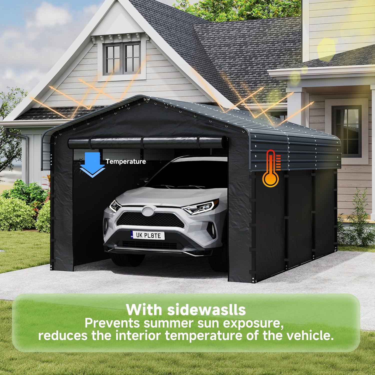 10x15 Heavy Duty Metal Carport, Outdoor Garage Car Shelter Shade with Heavier Metal Frame, Galvanized Metal Roof for Car and Boats, Grey 10x15 Heavy Duty Metal Carport, Outdoor Garage Car Shelter Shade with Heavier Metal Frame, Galvanized Metal Roof for Car and Boats, Grey