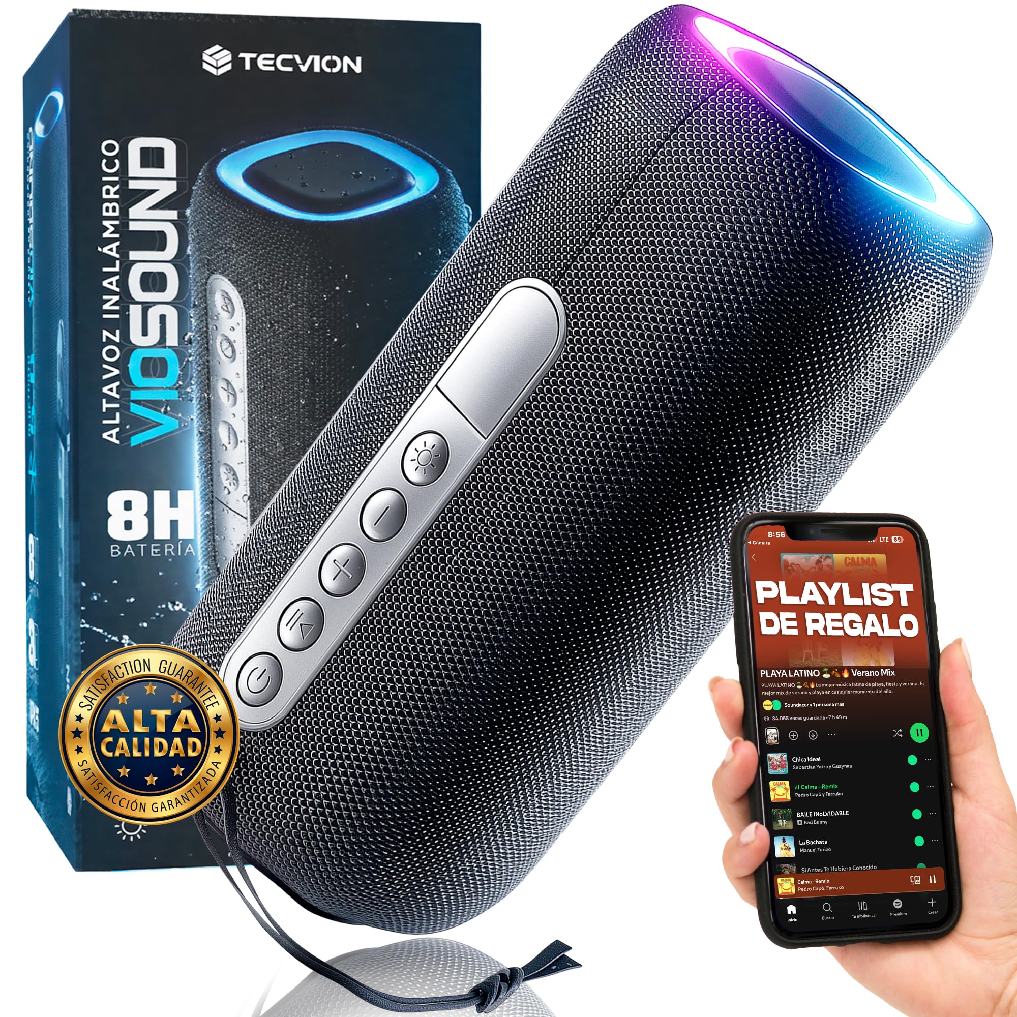 Altavoz Bluetooth Portatil 20W [Sonido Premium] + QR Playlist De Música para Verano 2026 | Altavoz Portatil Potente | 5.3 Bluetooth | Speaker Impermeable IP54 para Viajes/Fiestas