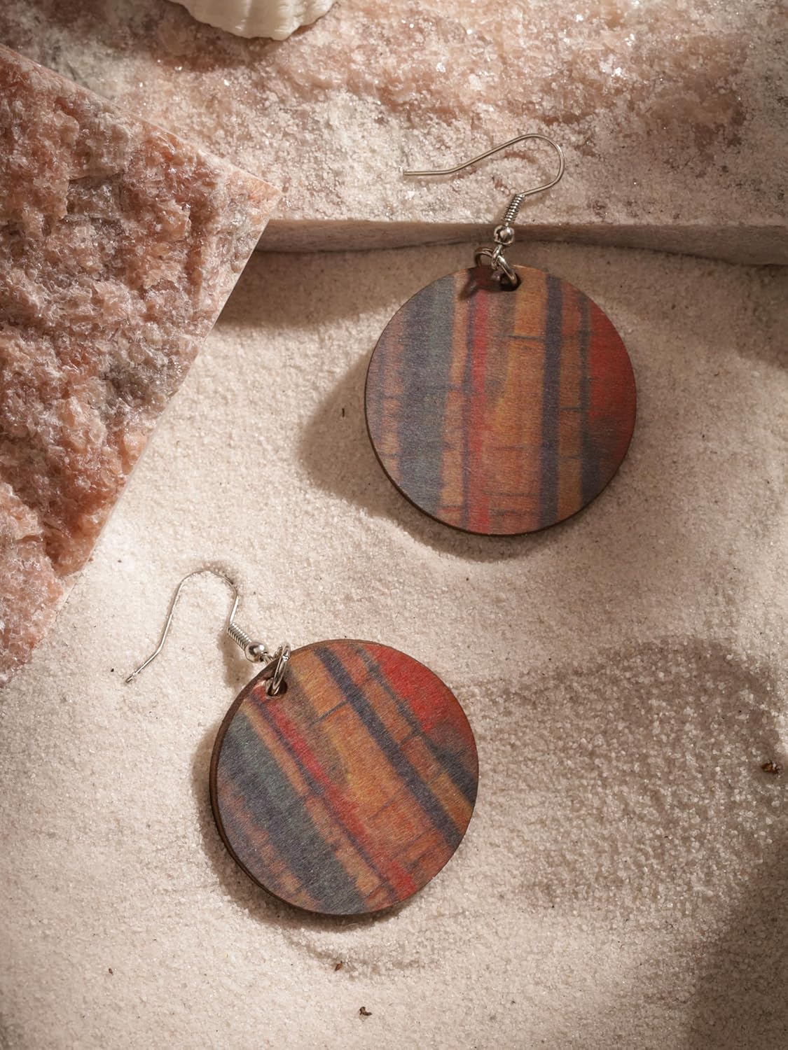 MINACHI Bohemian Vintage Style Geometric Blue and Red Dangle Earrings, Ethnic Jewelry for Women - Image 7