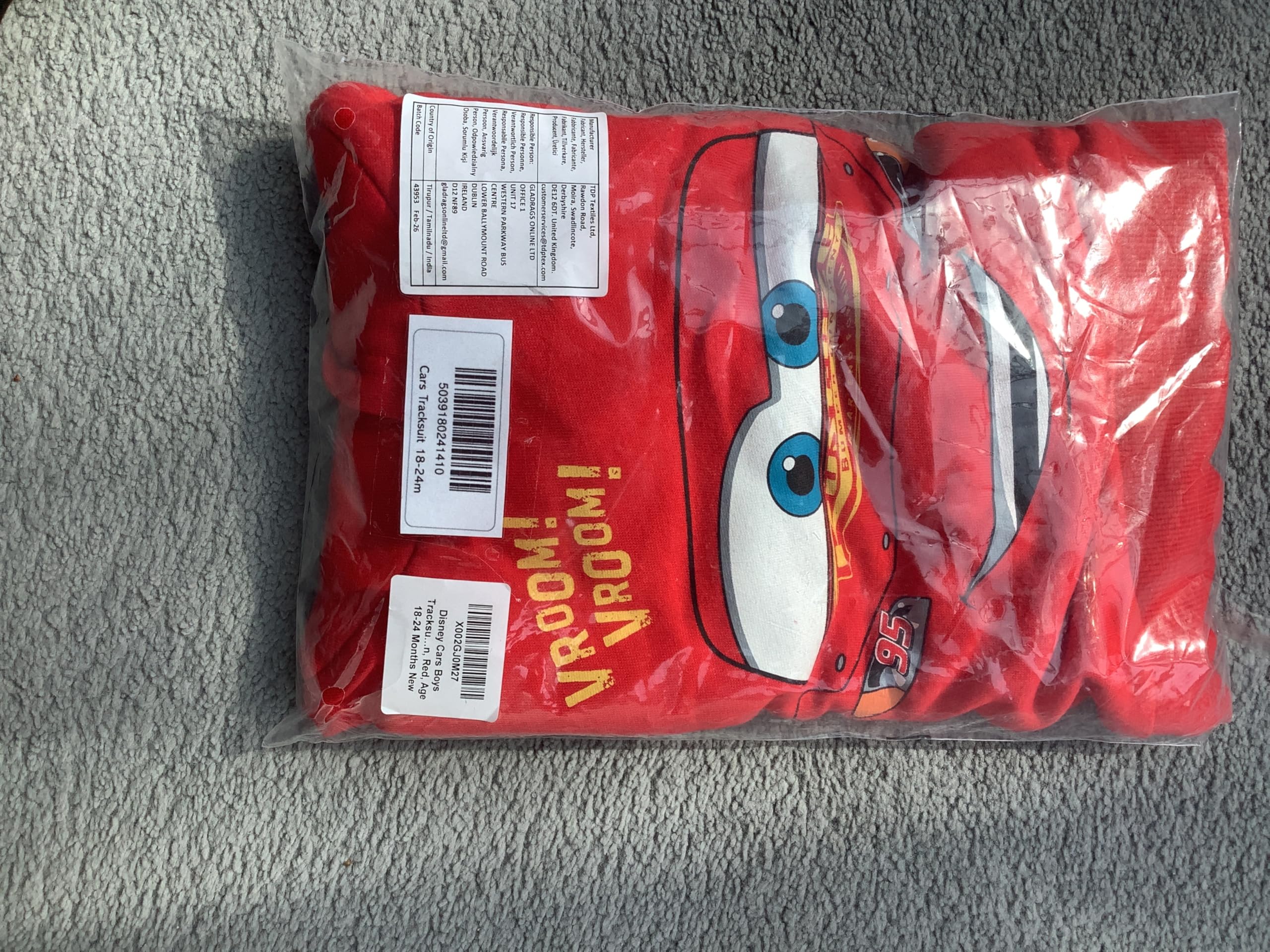 Disney Trainingsanzug Kinder Jungen Cars Set Hoodie & Jogginghose Lightning McQueen oder Hook 18 Monate–8 Jahre