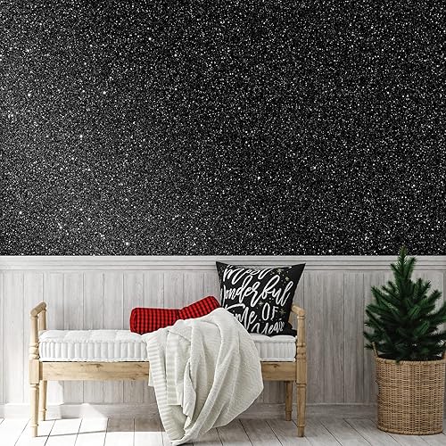 Vista 156 de CHIHUT Papel tapiz de contacto con purpurina plateada de 15.7 x 236 pulgadas, papel tapiz autoadhesivo con purpurina plateada, rollo de papel