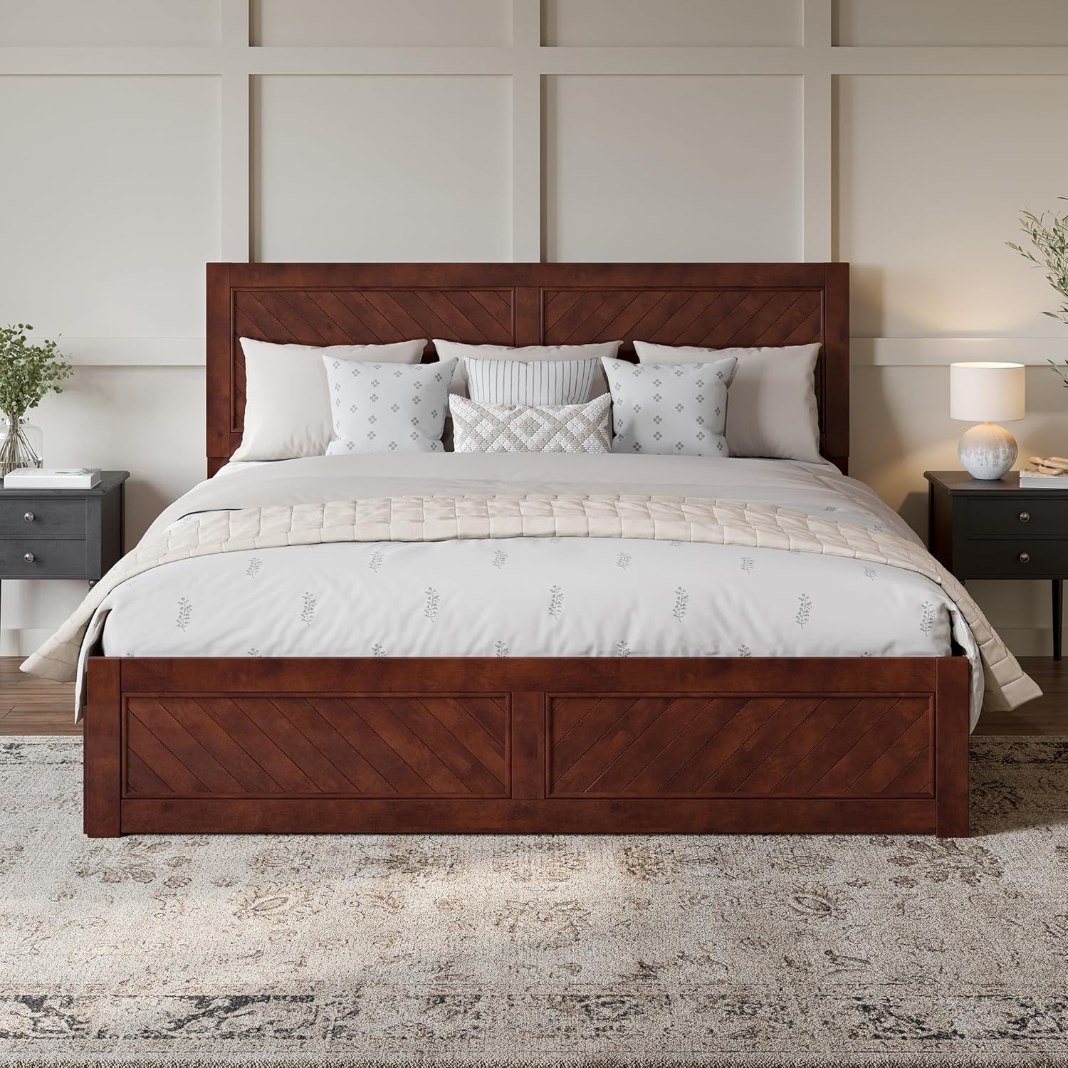 AFI, Canyon King Platform Bed with Matching Footboard & Twin XL Trundle, Walnut