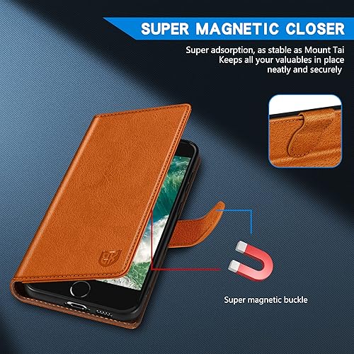 Miniatura 3 de ZZXX Funda tipo cartera para iPhone 7iPhone 8iPhone SE 2022 (2020) con bloqueo RFID, ranura para tarjetas, función atril, cierre magnético, funda