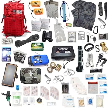 Pre-Packed Emergency Survival Kit/Bug Out Bag for 2 - Over 150 Total Pieces of Disaster Preparedness Supplies for Hurricanes, Floods, Earth Quakes & Other Disasters