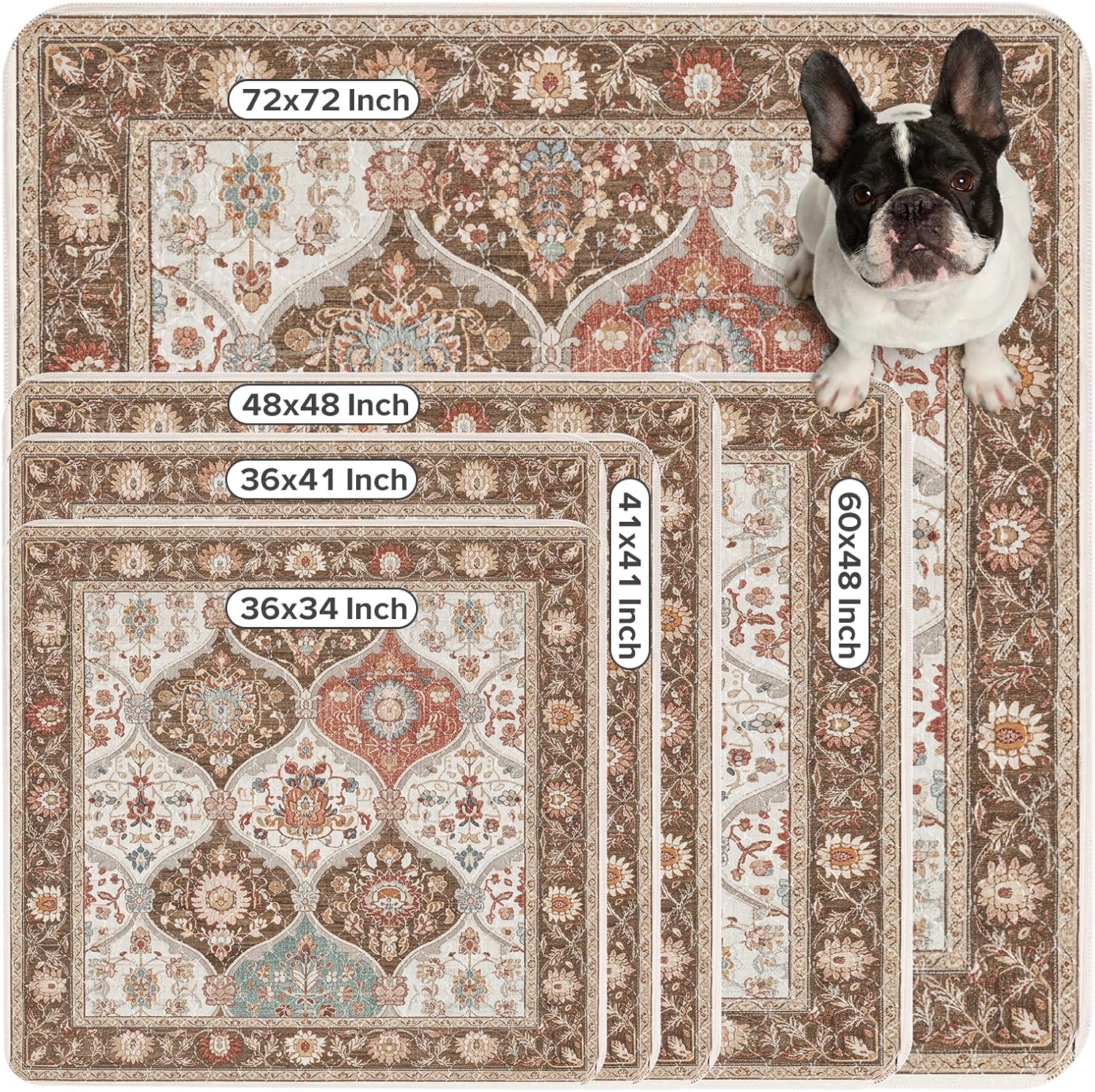 INVENHO 2PACK Washable Pee Pads for Dogs 72"x72" Reusable Dog Pads Extra Large Upgrade Non-Slip Dog Pee Pads Heavy Absorbency Puppy Pee Pads Quick Dry Whelping Pads/Waterproof Puppy Training Pad