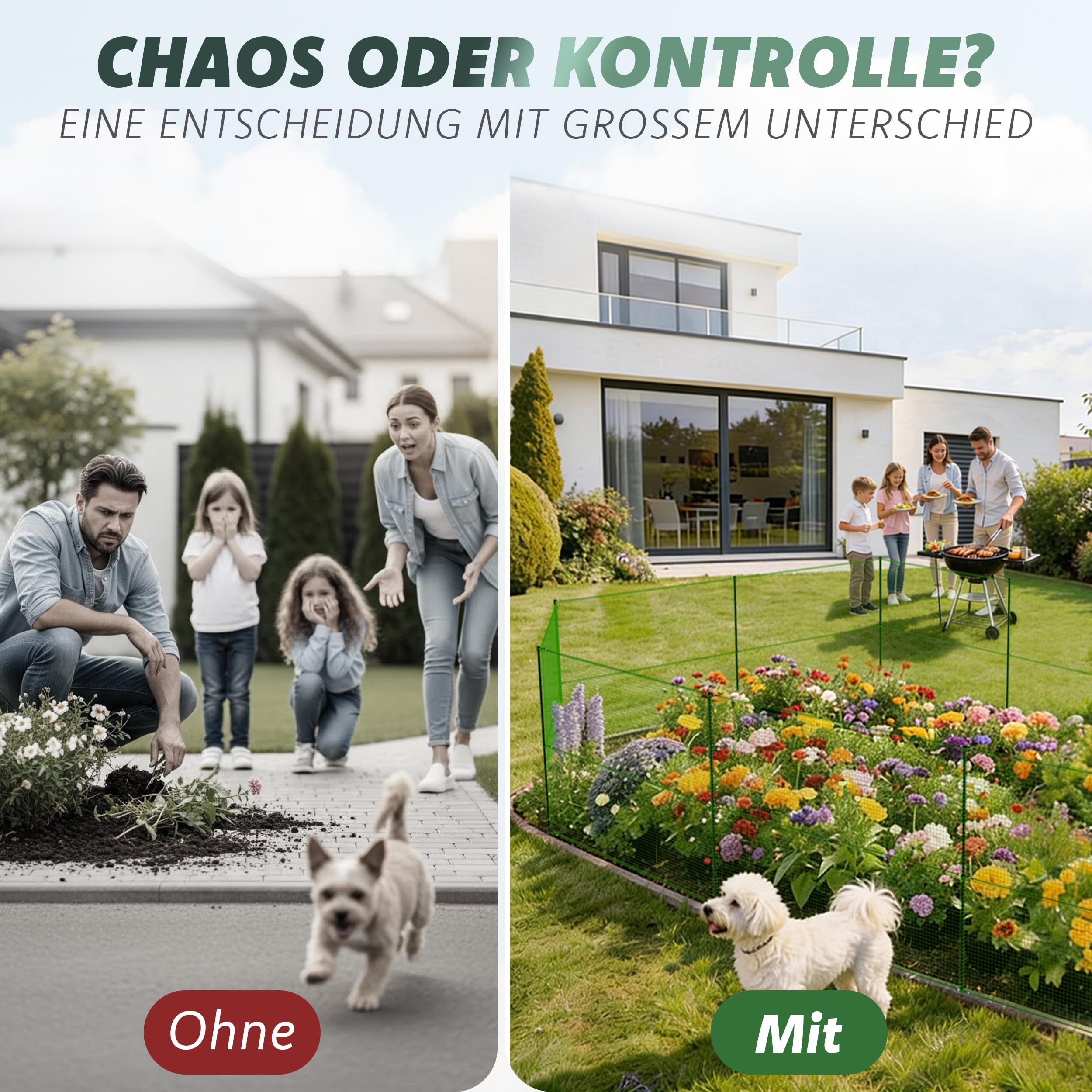 Mobiler Steckzaun 15m x 90cm – Hundezaun, Hühnerzaun, sofort startklar | Kleintiere & Geflügel – Double-Spike – Komplettset inkl. Zubehör – Begrenzungszaun Gartenzaun, Camping & Urlaub – Stromfrei