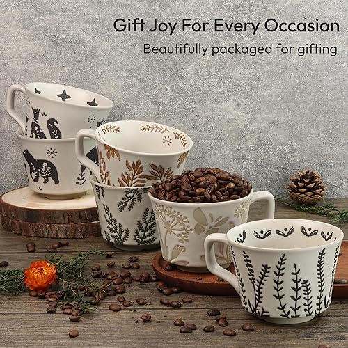 Miniatura 7 de LINVIA Taza de café de cerámica, taza de té única de 11 onzas con mango grande, perfecta para café con leche moca, capuchino expreso, el mejor