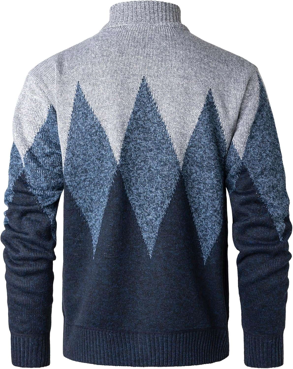 Men's Stand Up Collar Cardigan Knitted Full Zip Sweater Long Sleeve Casual Sweatshirt - Image 4