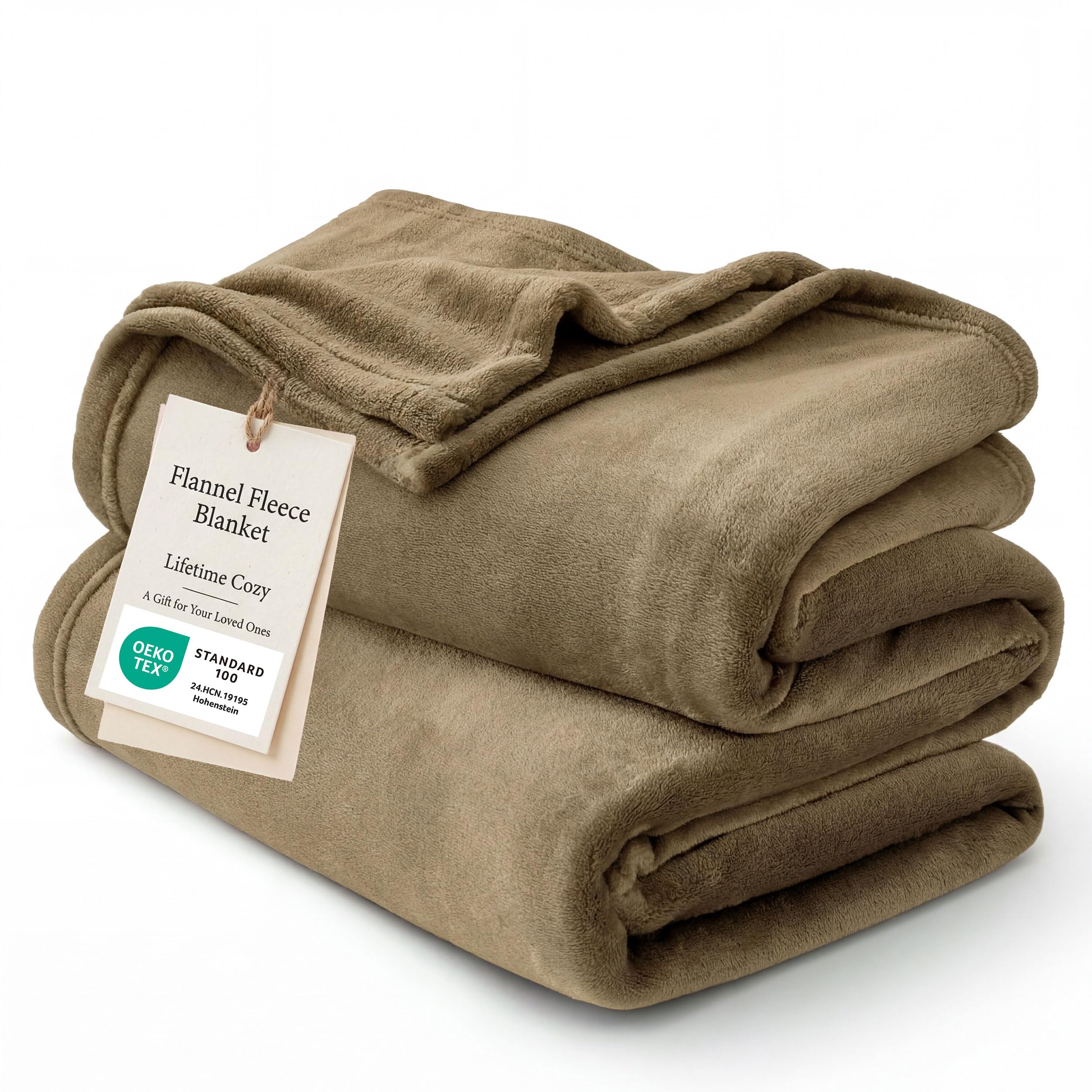 Bedsure GentleSoft Fleece Throw XL Blanket Camel - 300GSM Soft Lightweight Plush Cozy Blankets for Bed, Sofa, Couch, Travel, Camping, 50x70 inches