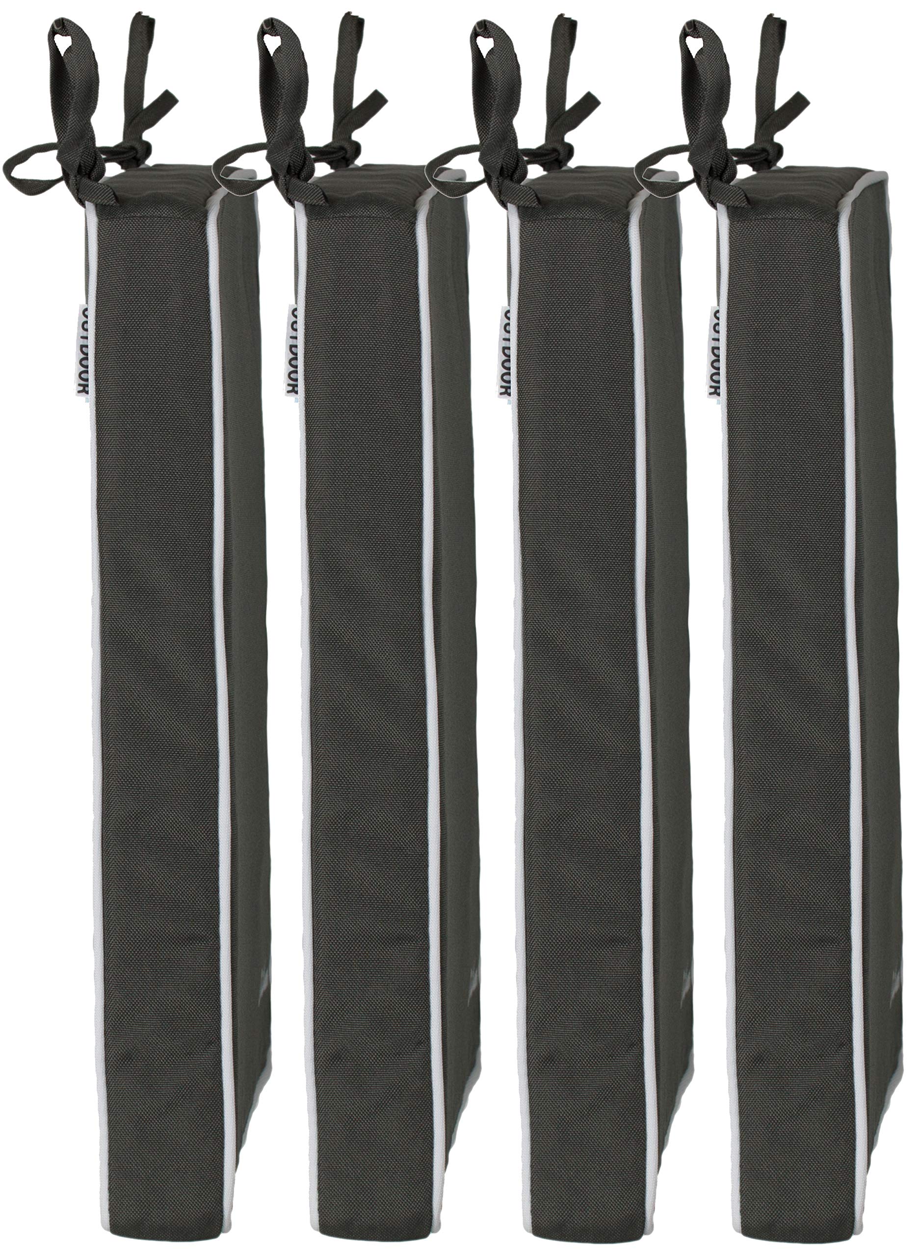 Brandsseller set van 6 Zitkussens 40x40x4 cm – Water- en vuilafstotende zitkussens met bindbanden in honingraatstructuur – Voor binnen en buiten – Tuin, terras, keuken – Rood