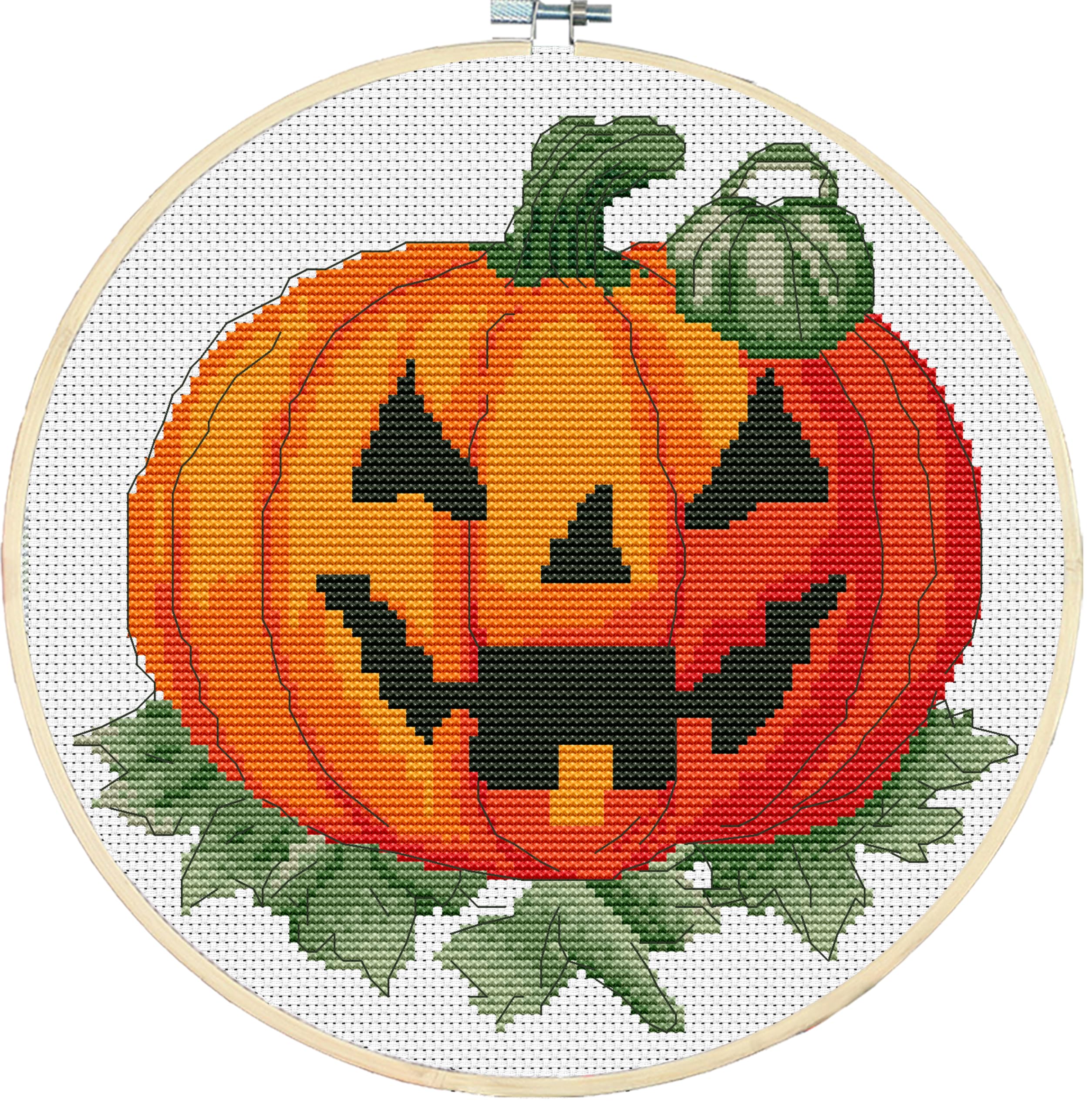 Generic Counted Easy Cross Stitch Kits Pumpkin Halloween Color Stamped Embroidery for Starter Kits DIY 11CT Stamped Patterns Embroidery Needlework Kit