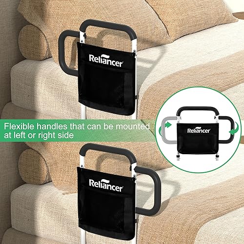 Miniatura 7 de RELIANCER Barandilla de seguridad para cama para adultos mayores con barra de soporte lateral y bolsa de almacenamiento, barra de apoyo de