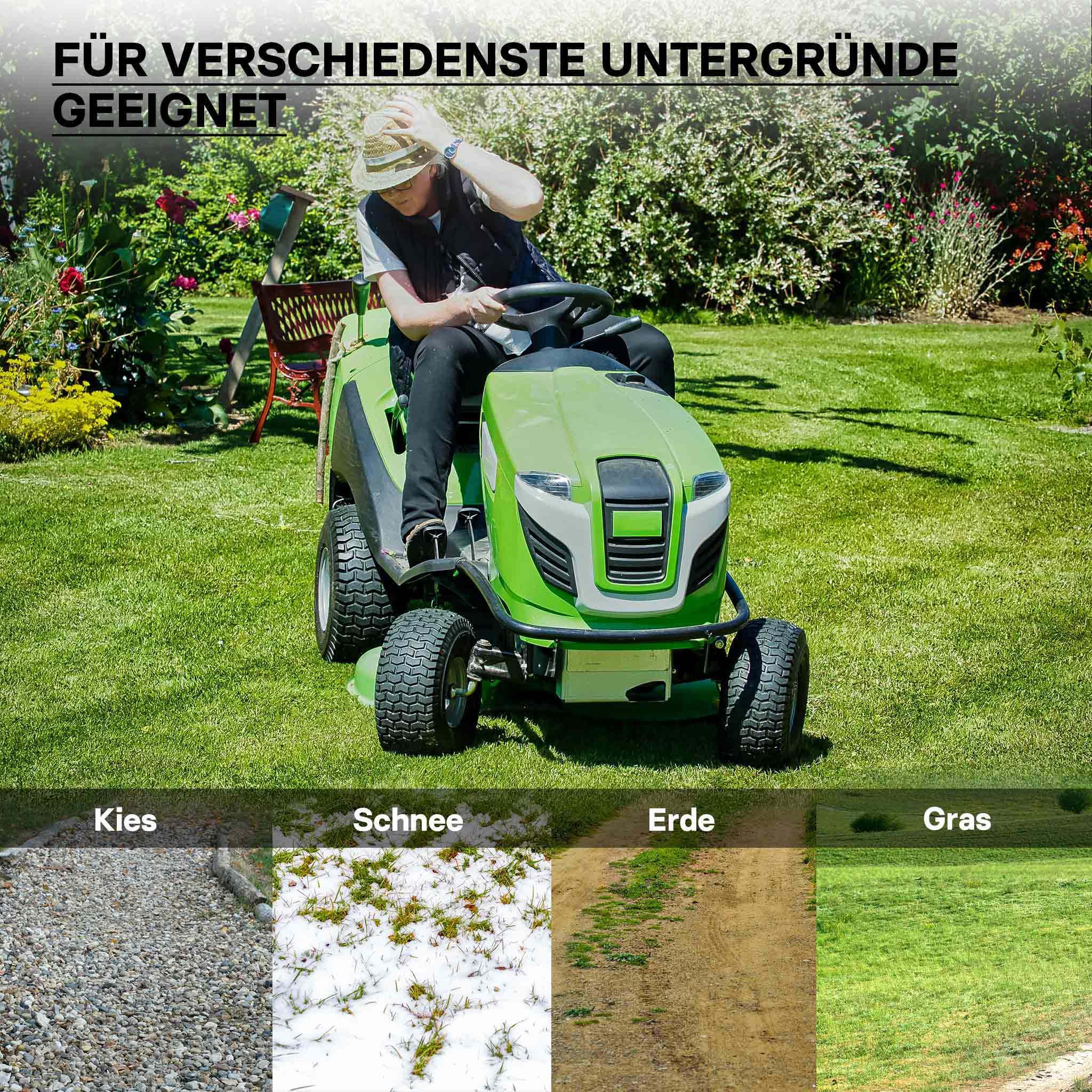 Wiltec 2x Reifenmantel 2x Schlauch für Aufsitzmäher/Rasentraktor 15x6.00-6 4PR Winkelventil