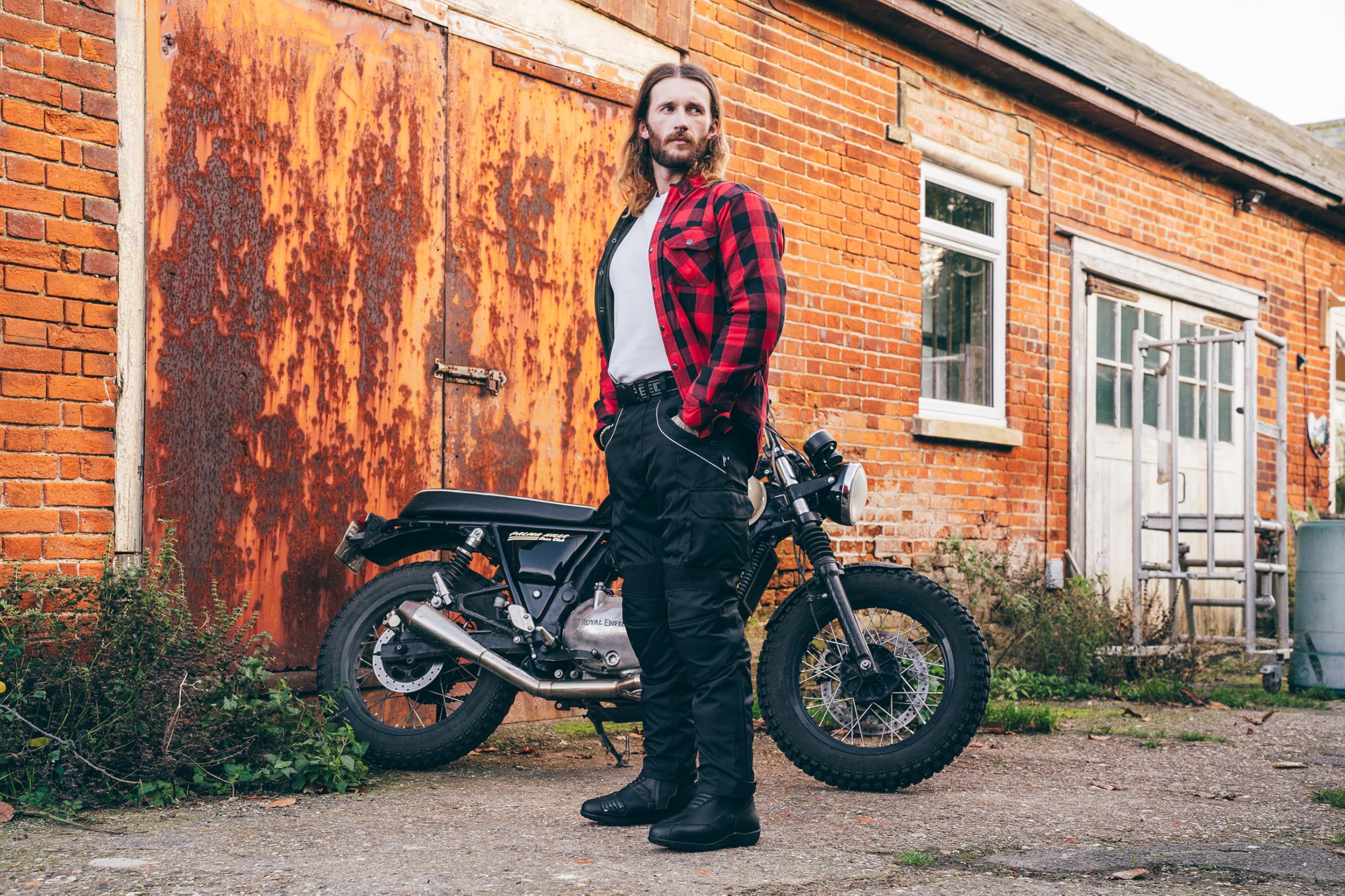 Texpeed pantaloni da moto uomo con protezioni - rinforzati per motociclismo - inverno invernale/Estate resistenti e impermeabili - Con armatura CE (EN 1621-1) - Nero