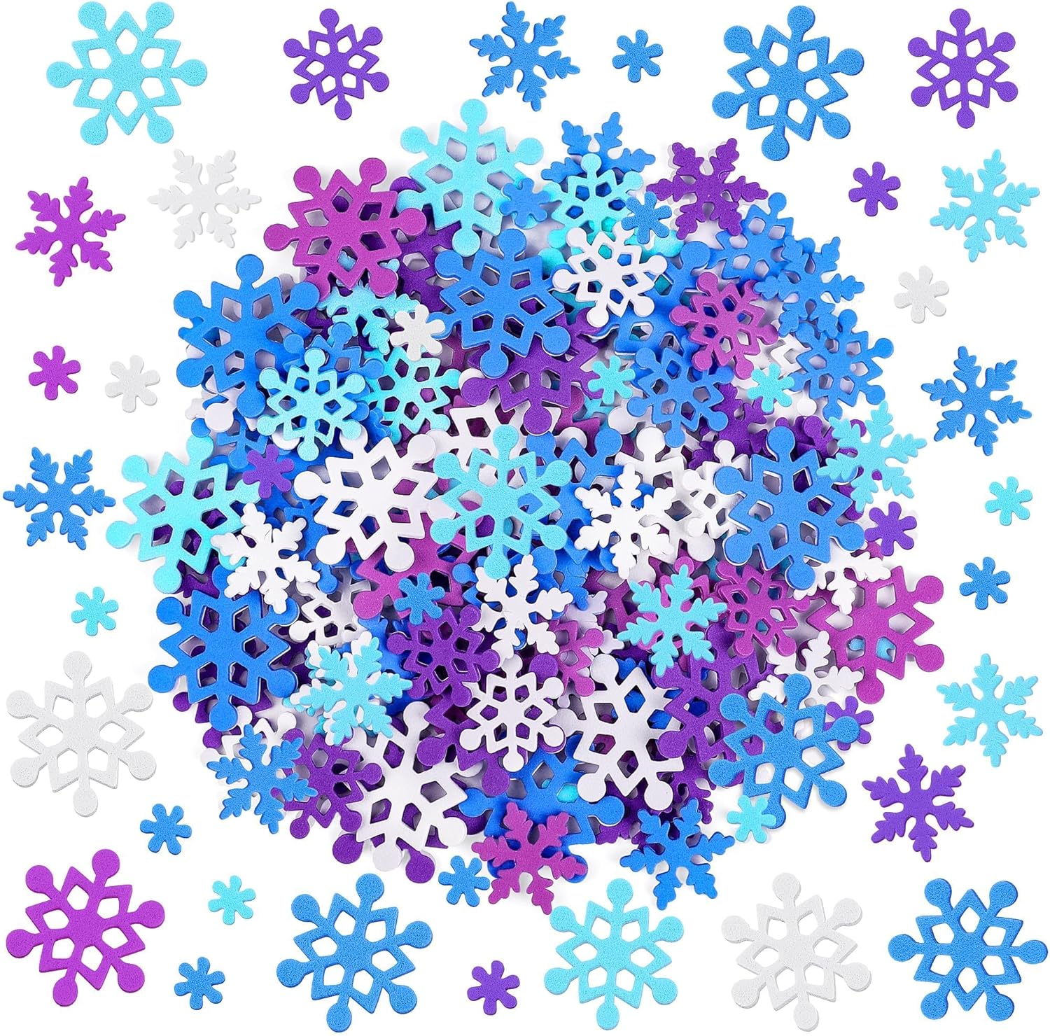 Aodaer 600 Pieces Winter Foam Stickers Christmas Snowflake Sticker Decorations Self-Adhesive Frozen Arts and Crafts Supplies Greeting Card Home Holiday Decorations