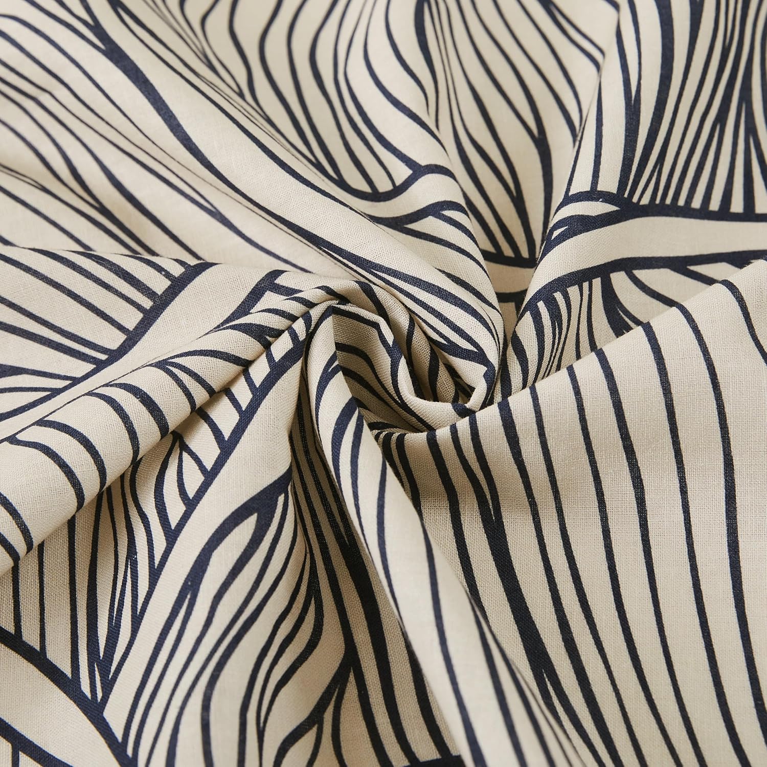 Lush Decor x Chuks Collins Umbra Bloom Shower Curtain Single 72" W x 72" L Navy & Neutral - Bath Curtain - Mushroom Bathroom Accessory - Nature Shower Curtain - Luxury Home Decor