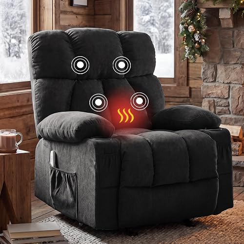 12% off deal for Massage Rocker Recliner Chair for Living Room, Vibration Massage Heat,Black on Amazon
