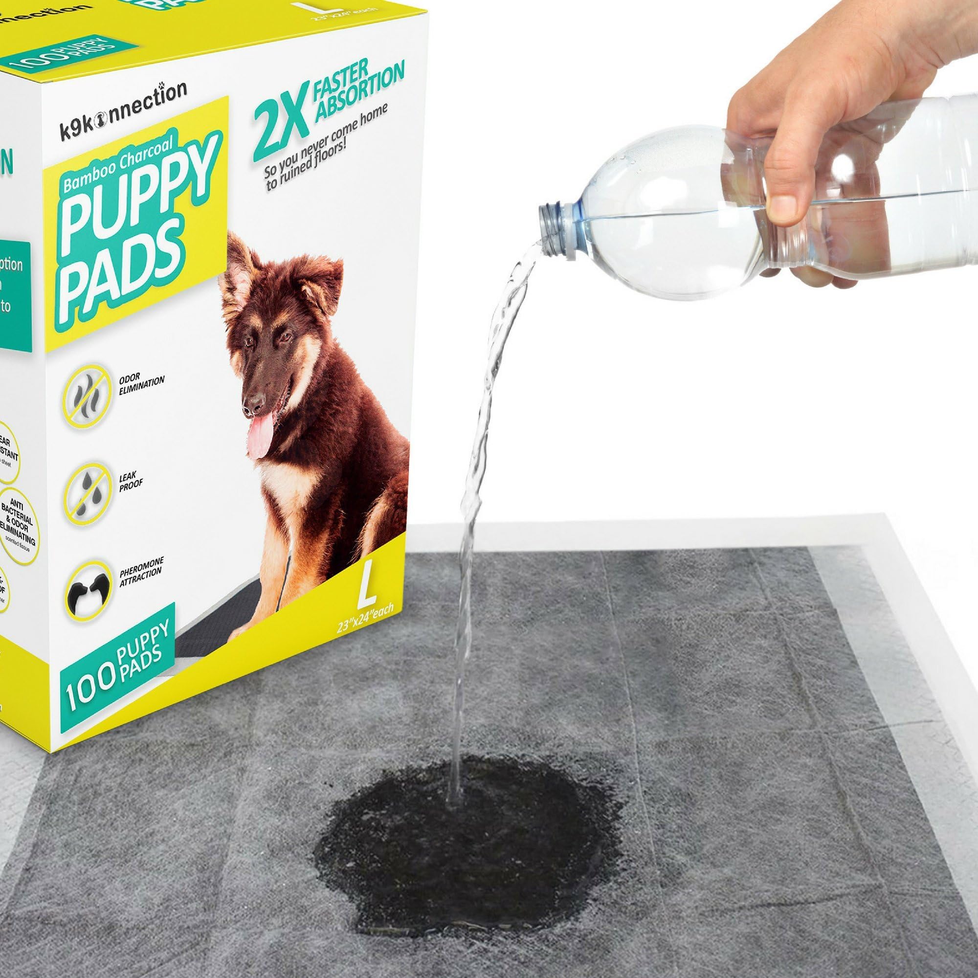 Black Carbon Puppy Pee Pads - Pet Training Pads - 100 Count Box - 23 x 24 inches - Quick Drying Gel with No Odor and Leak Proof Design - Large Absorbent Pee Pads for Potty Training Dogs