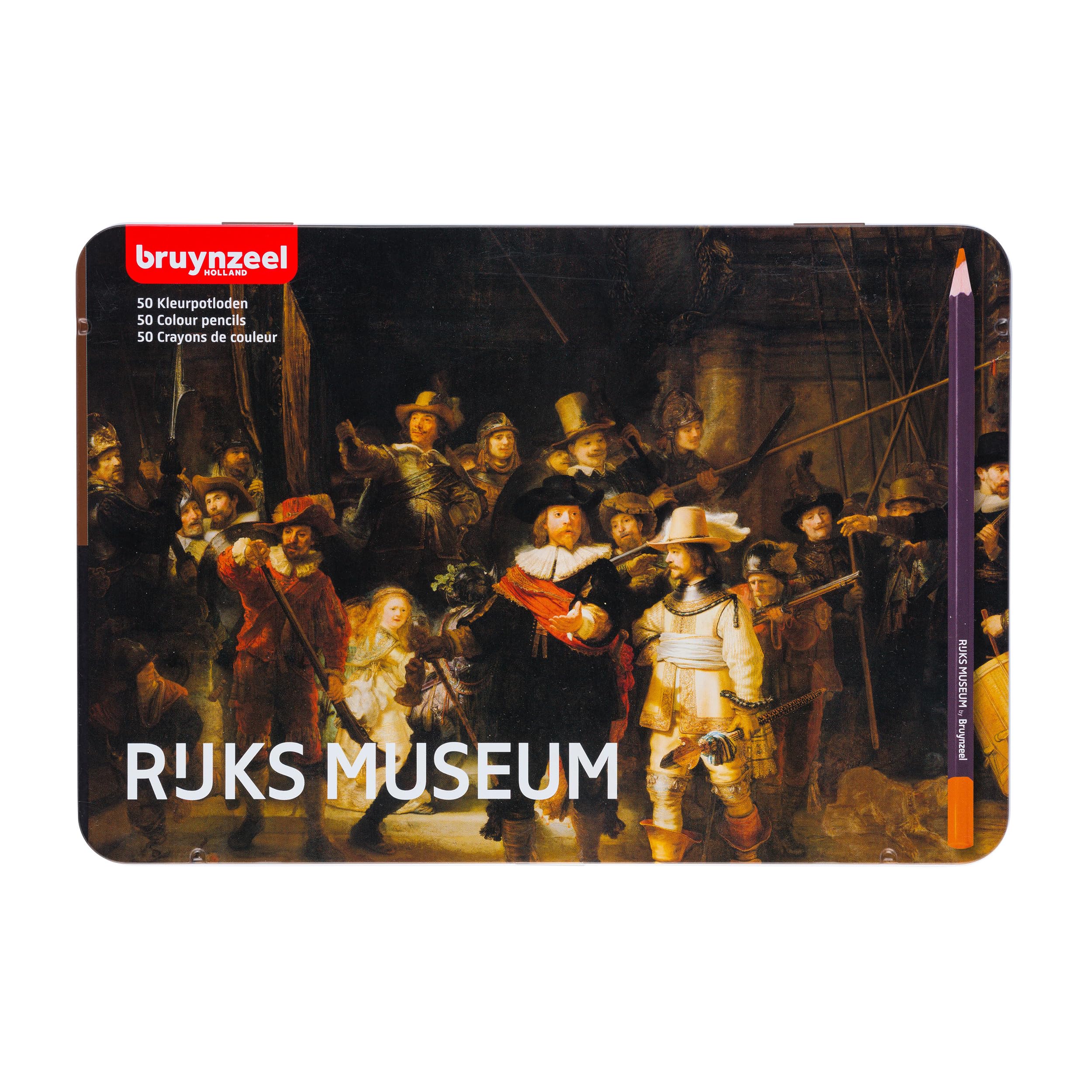 Bruynzeel & Rijksmuseum Professional Colored Pencil Set of 50 in Tin for Drawing & Coloring | Rembrandt van Rijn