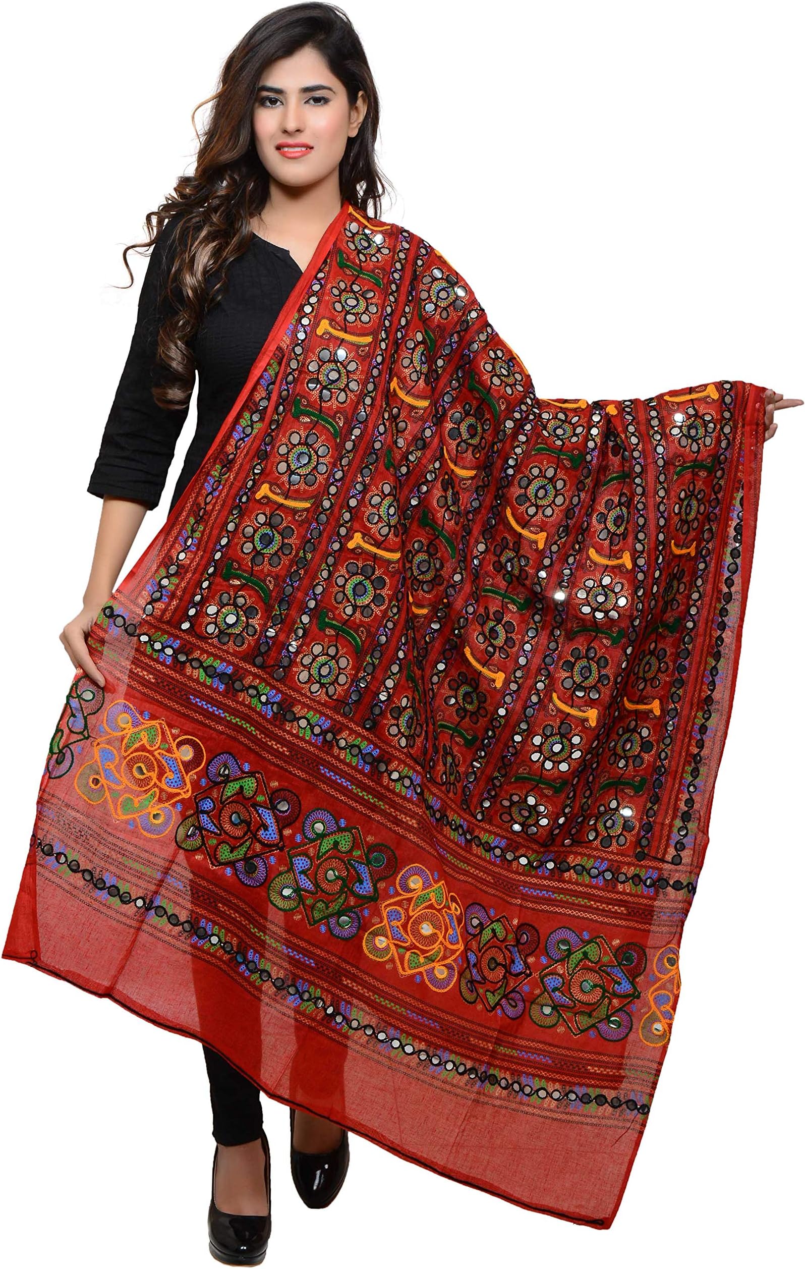 Banjara IndiaWomen's Cotton Stoles & Dupattas Kutchi Bharchak Free Size