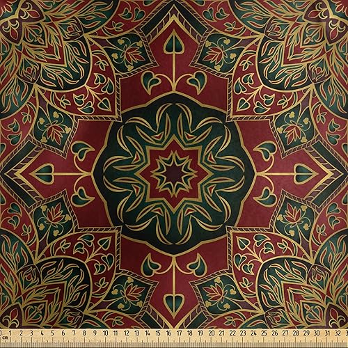 Miniatura 2 de Lunarable The Yard, Nature Ethnicity Eastern Art Fashion Tradition Flora, tela de satén decorativa para textiles para el hogar y manualidades, 1