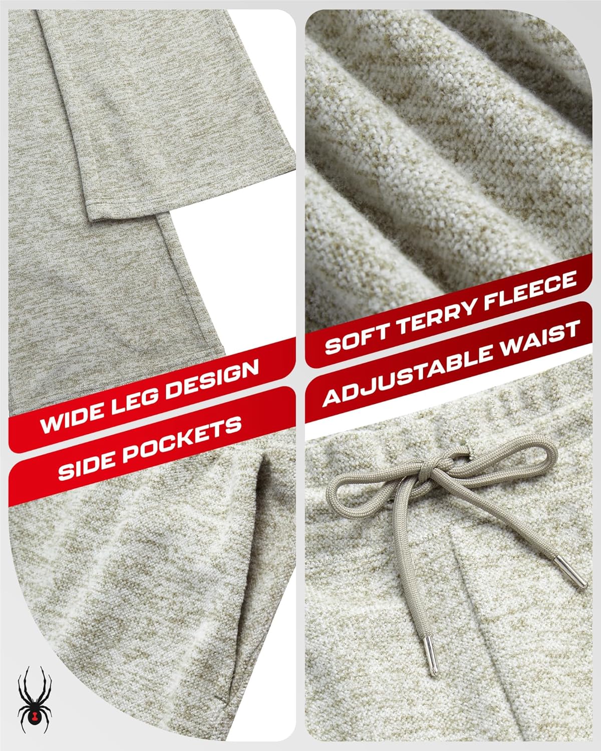 Spyder Womens Sweatpants - Soft Terry Fleece Sweatpants Women Wide Leg Pants Woman Gym Casual Activewear with Pockets - Image 5