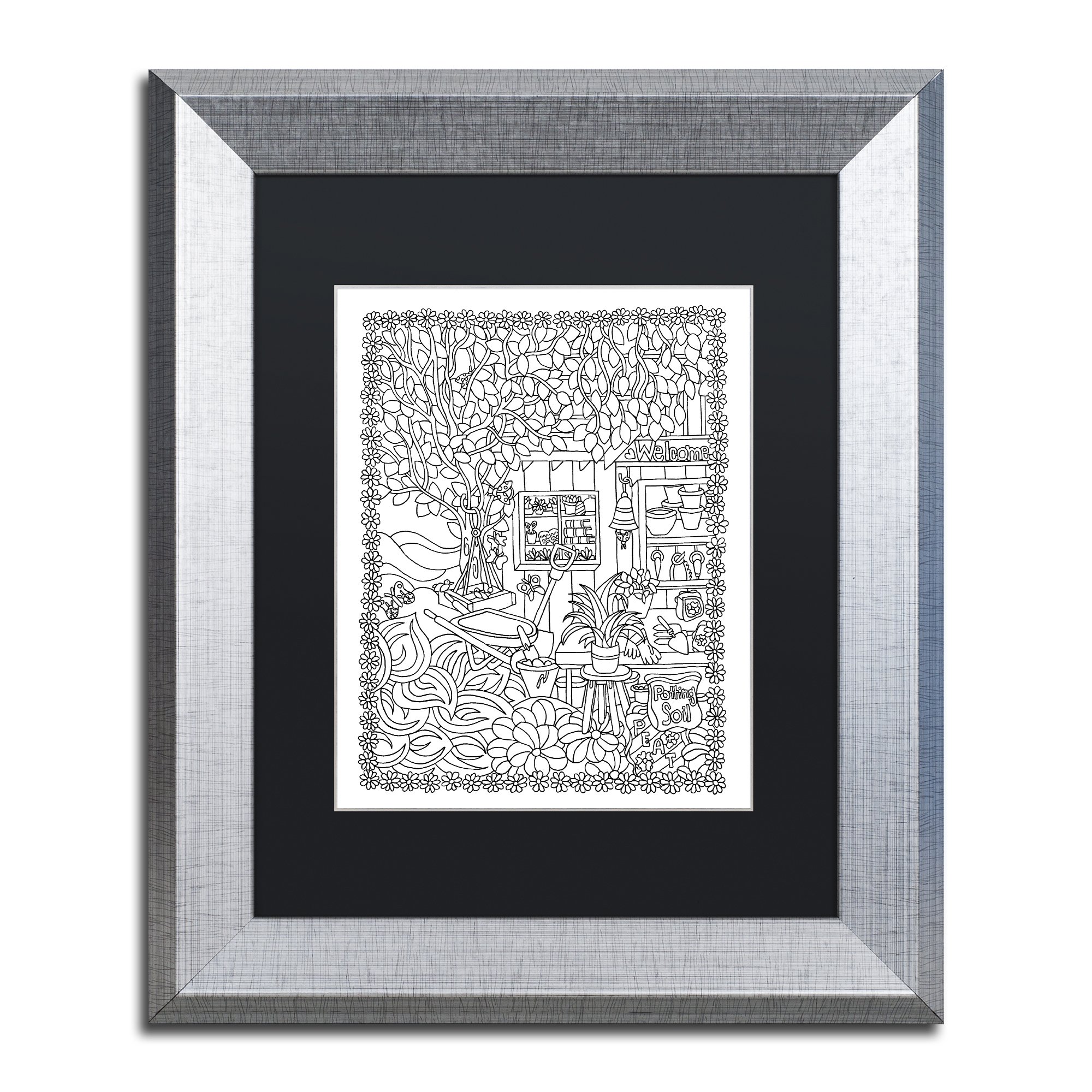 "Garden Shed by Kathy G. Ahrens" Artwork in Black Matte with Silver Frame, 11 x 14"