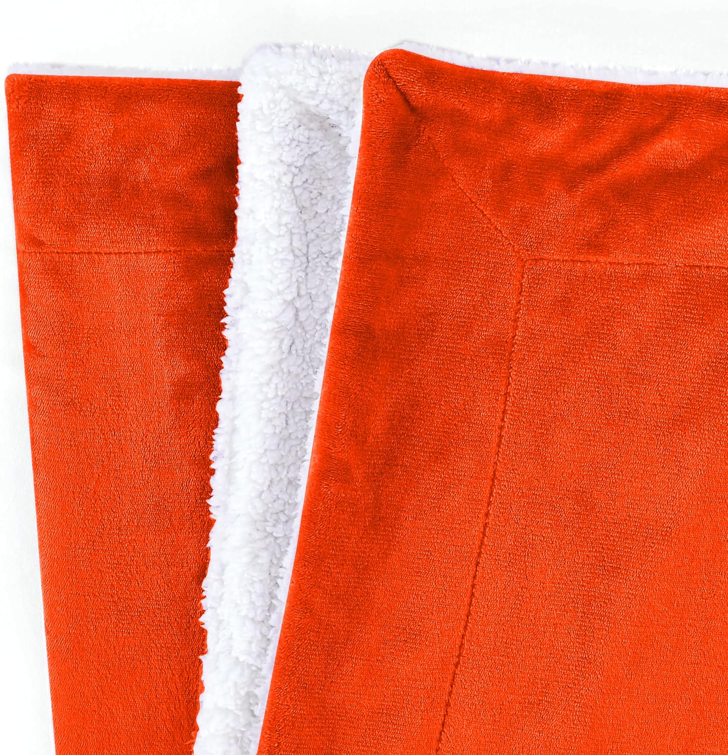 Mocassi Premium Ultra-Soft Flannel Fleece Sherpa Throw Blanket - Warm Cozy Reversible Plush Micromink Blanket for Couch, Bed and Sofa - Fluffy, Christmas Winter Bedding Gift, Queen, Orange