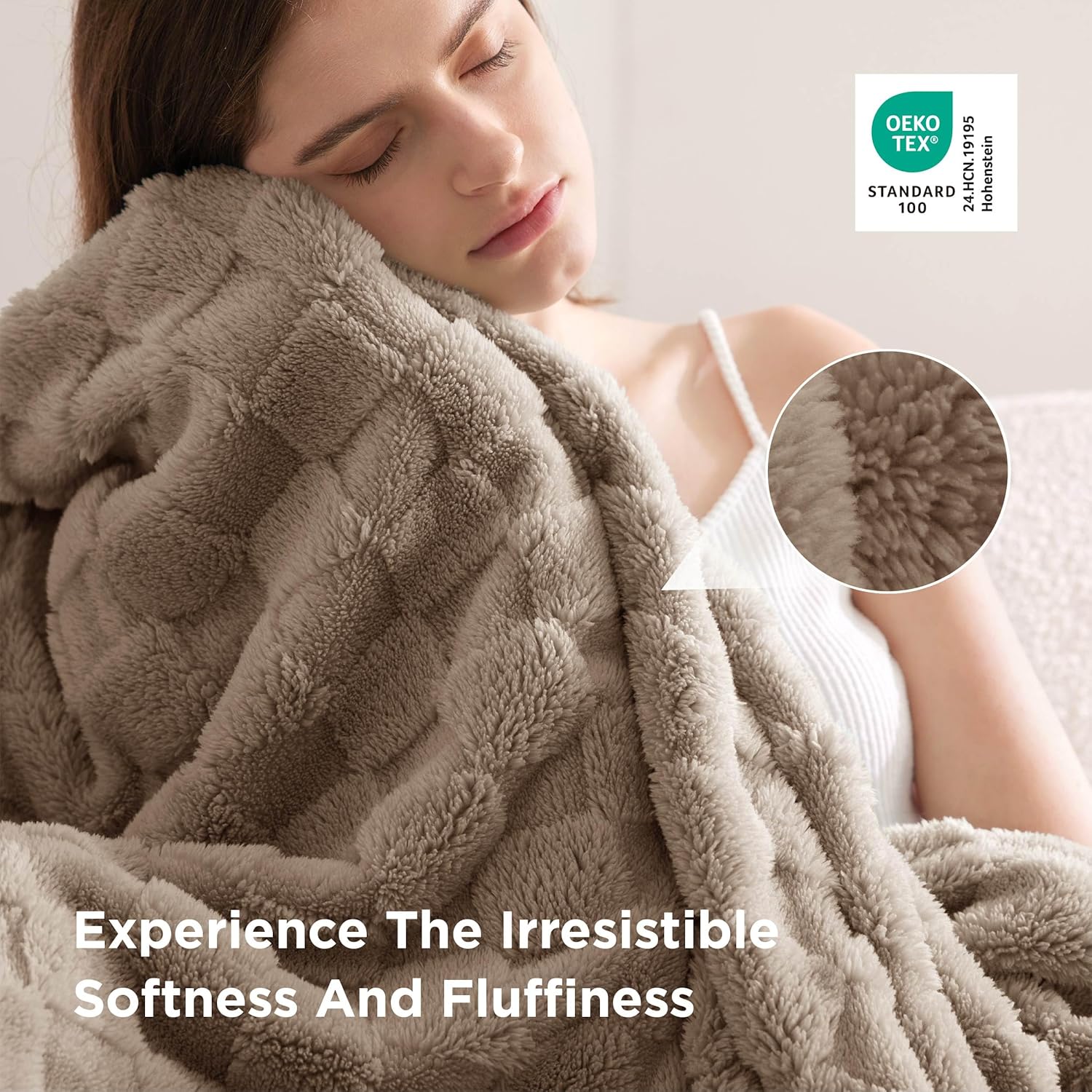 Bedsure GentleSoft Twin Blanket for Bed Light Brown - Super Soft Cozy Blankets for Women Men Girls, Cute Fuzzy Fleece Throws for Bedroom Couch, 60x80 Inches - Image 4