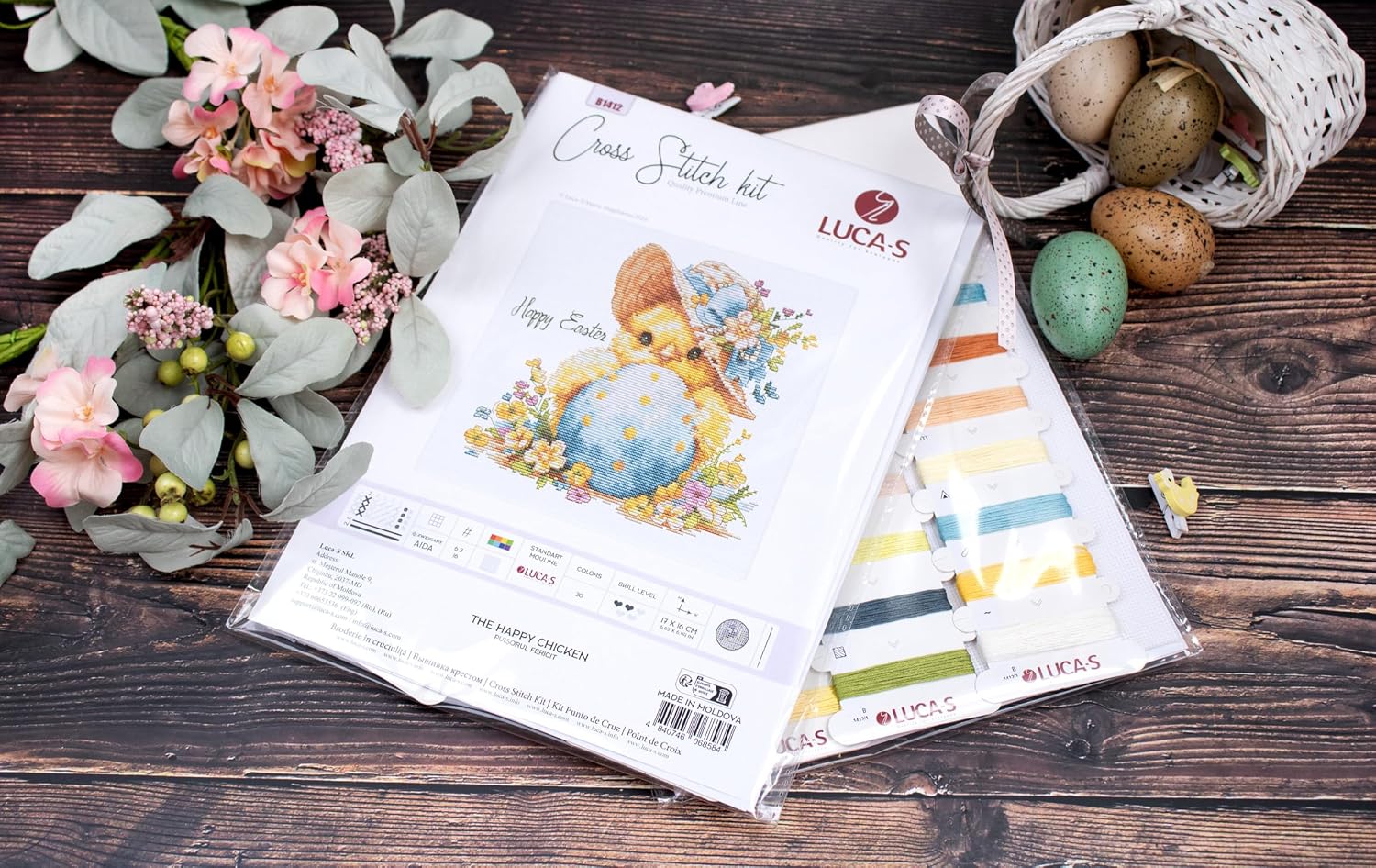 Luca-S Cross Stitch Kit The Happy Chicken, B1412, Counted Cross Stitch Kit for Adults, Needlecraft and Embroidery Kit