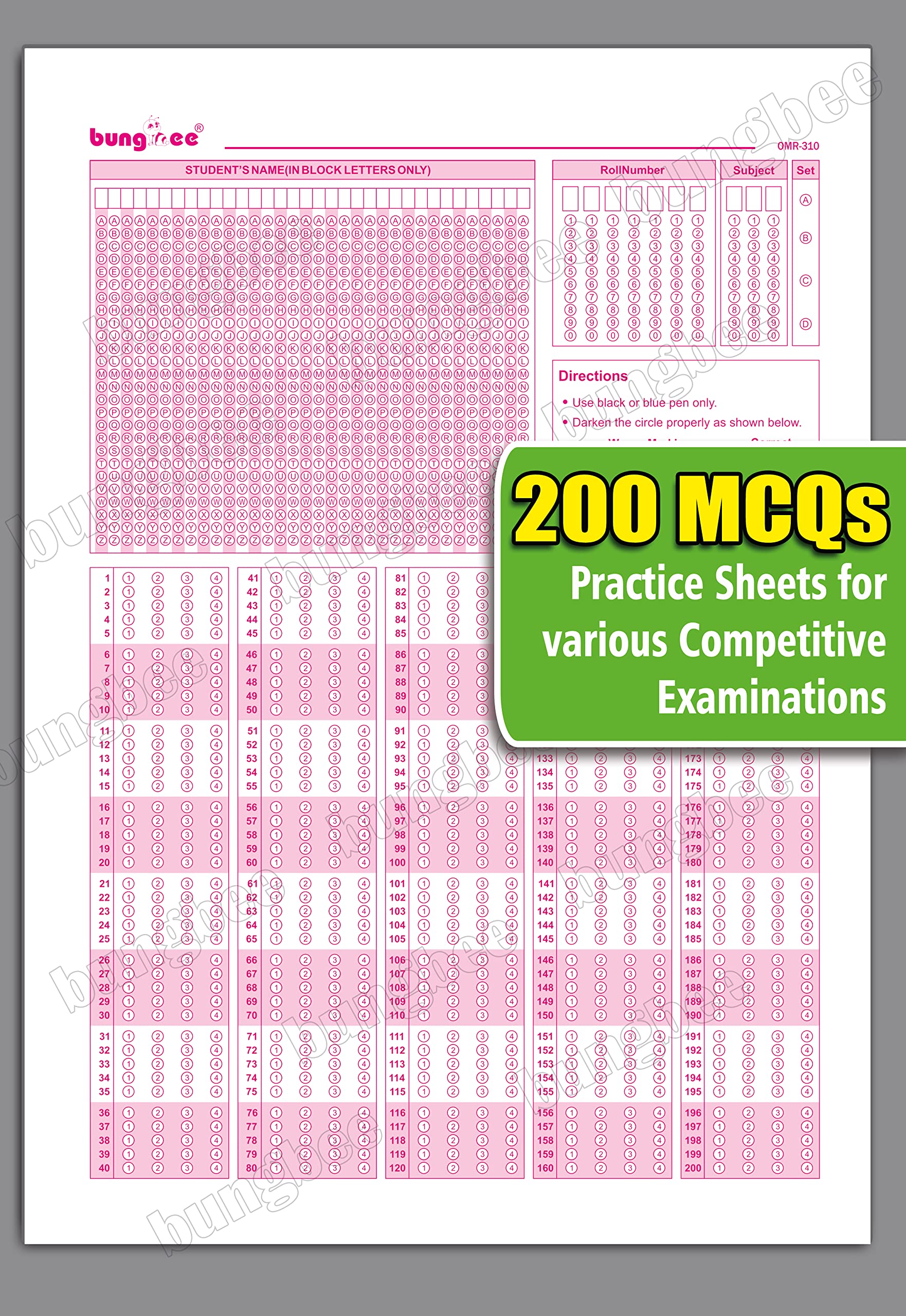 bungbee-omr-sheets-for-practice-200-mcq-110-pages-55-sheets-both-side-print-a4-loose-sheets-amazon-in-office-products for Free Printable Answer Sheet 1 200 Bungbee OMR Sheets for Practice, 200 MCQ - 110 Pages / 55 Sheets Both Side Print (A4 Loose Sheets) : Amazon.in: Office Products for Free Printable Answer Sheet 1 200