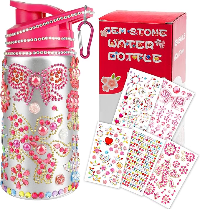Easter Basket Stuffers for Kids, Easter Gifts for Kids, 4 5 6 7 8 9 10 Year Old Girl Gifts, Decorate Your Own Water Bottle Kits for Girls, Arts and Crafts for Girls Kids 8-12, Toys for Girls Age 4-6