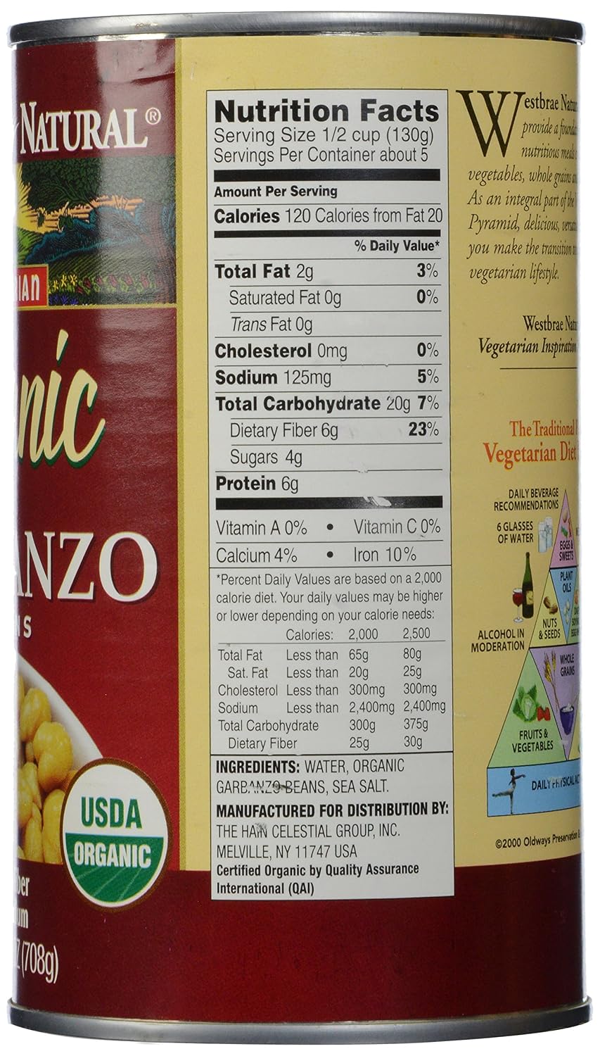 Westbrae, Organic Garbanzo Beans, 25 oz