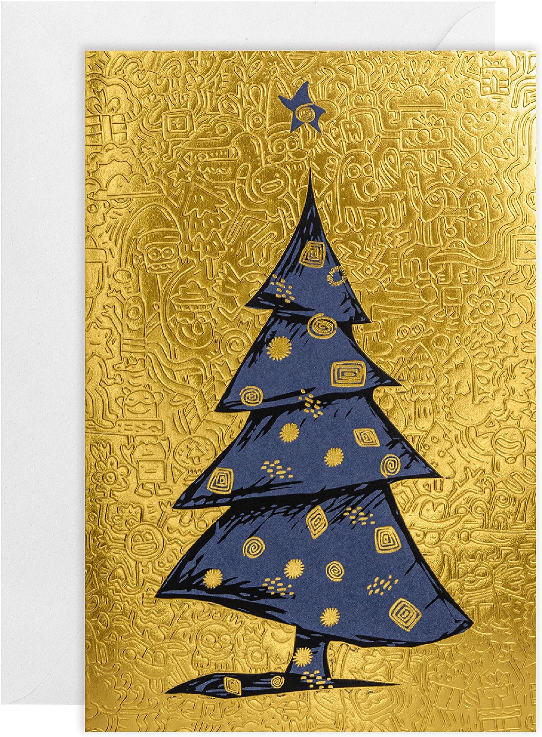 easykart labels 16 Christmas Greeting Cards with Gold Foiling & Embossing with Envelopes, Golden Mettalic 6.75 x 4.5 Inch Merry Christmas Cards with Seal Stickers For Friends, Family and loved Ones