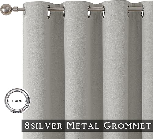 Miniatura 115 de ChrisDowa Cortinas 100% opacas de abedul liso de 96 pulgadas de largo, 2 paneles para dormitorio, sala de estar, oscurecimiento de la habitación de