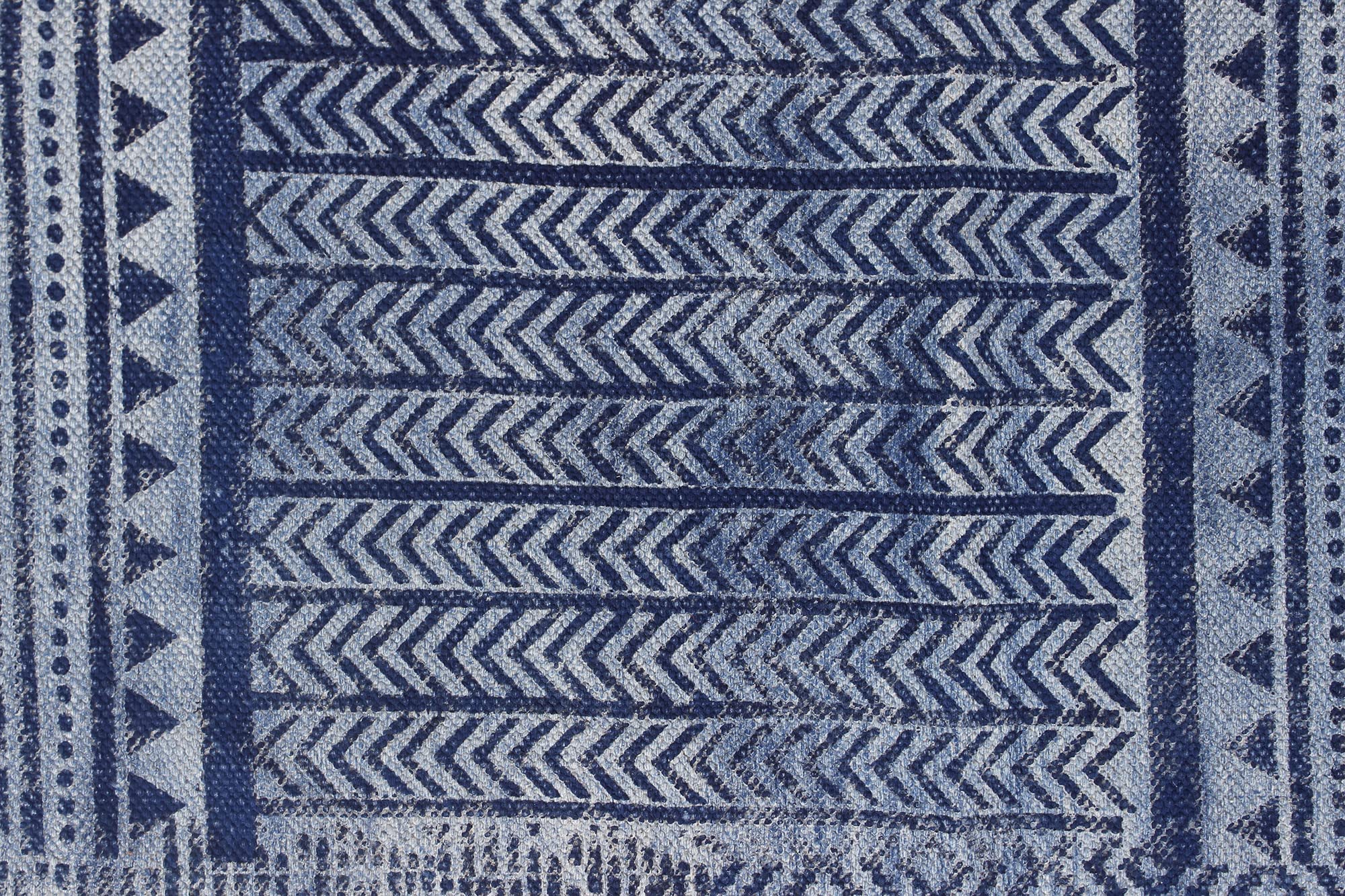 Tappeto indiano fatto a mano, 100% cotone, stampa astratta, blu, tappeto kilim, tappeto da bagno in cotone, tappeto per camera da letto, 180 x 240 cm