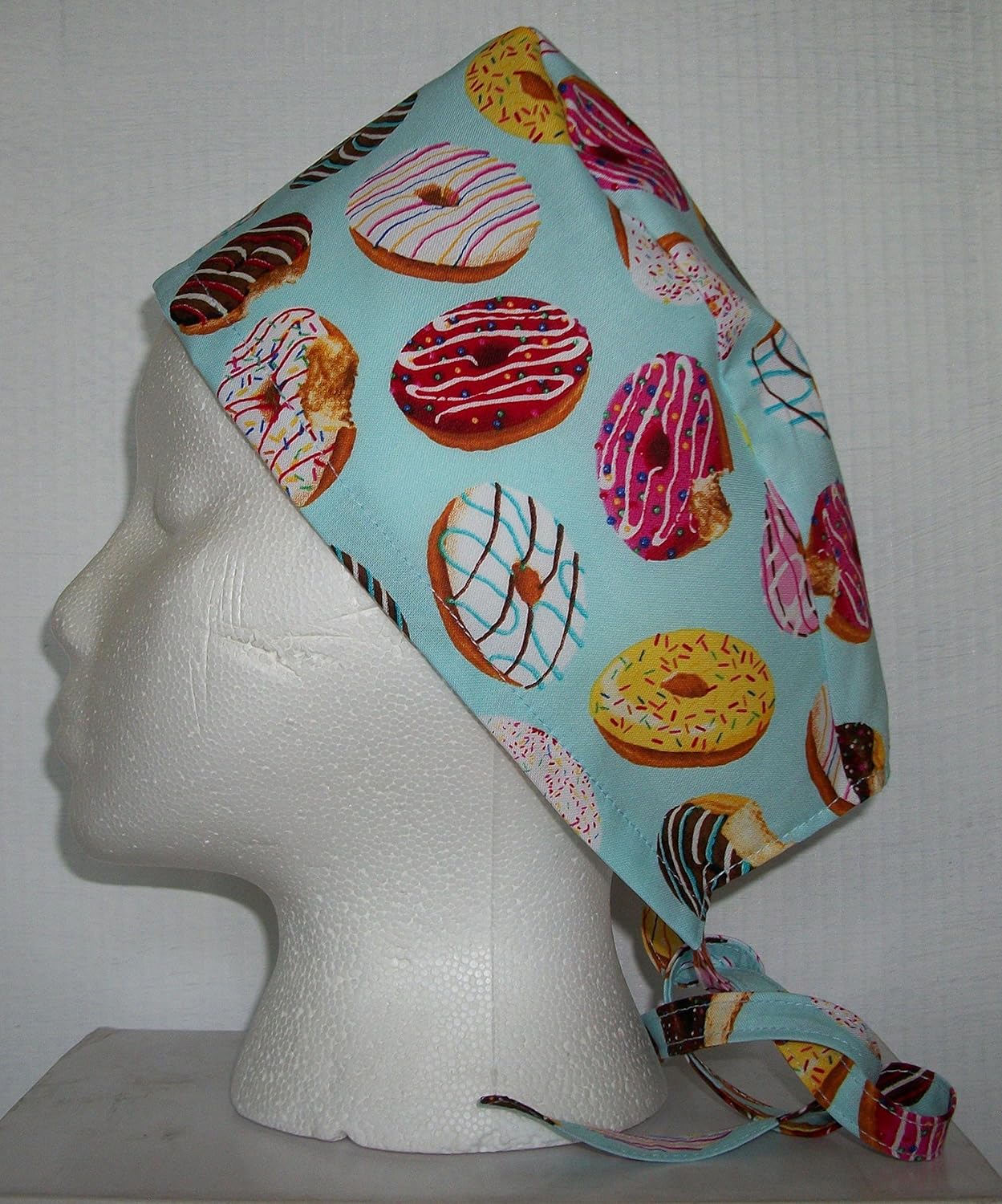 Scrub Hat Donuts Colorful Breakfast Cotton Fabric Cap Do-Rag Skull