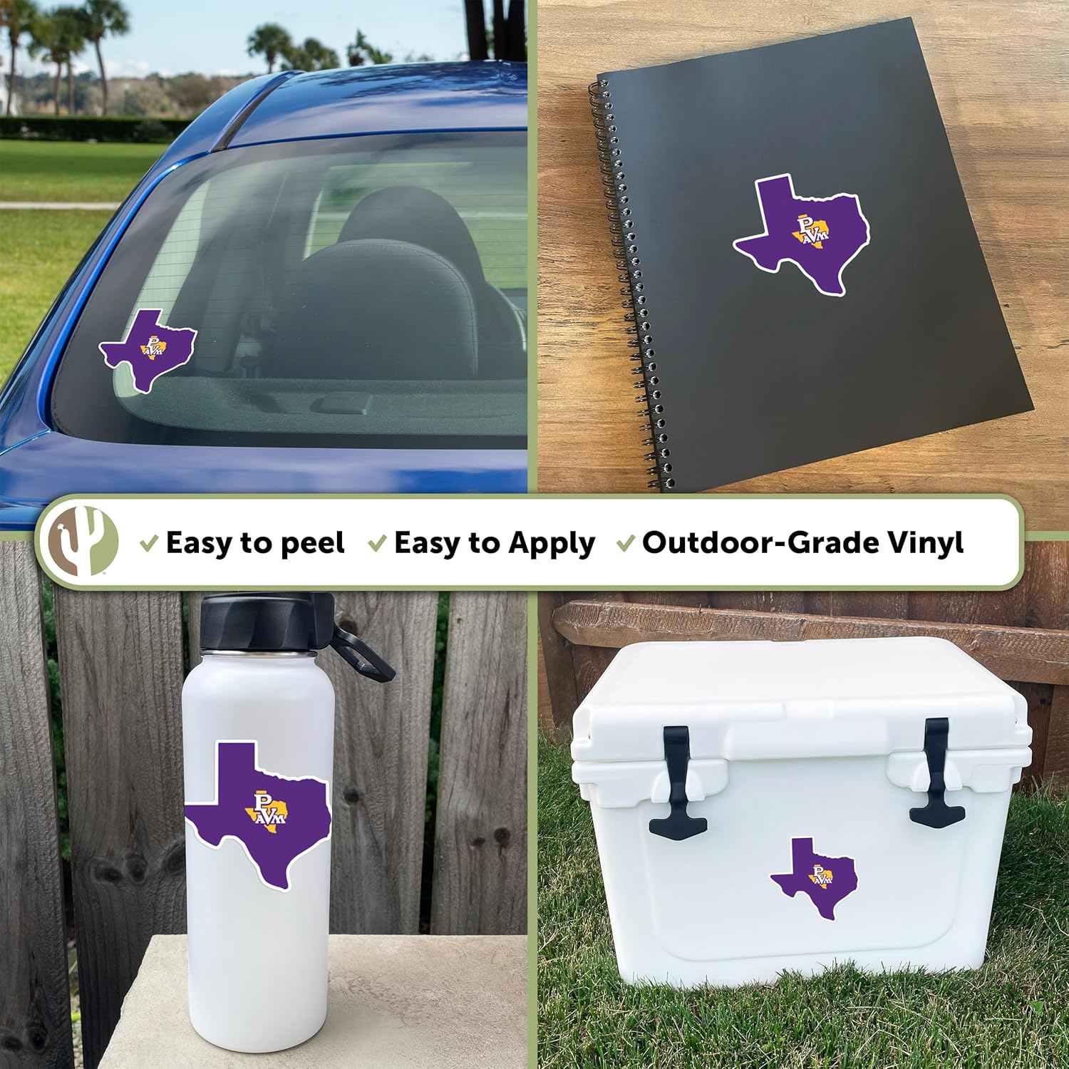 Desert Cactus Prairie View A&M University Sticker PVAMU Panthers Vinyl Decal Laptop Water Bottle Car Scrapbook (State Border Sticker) - Image 2