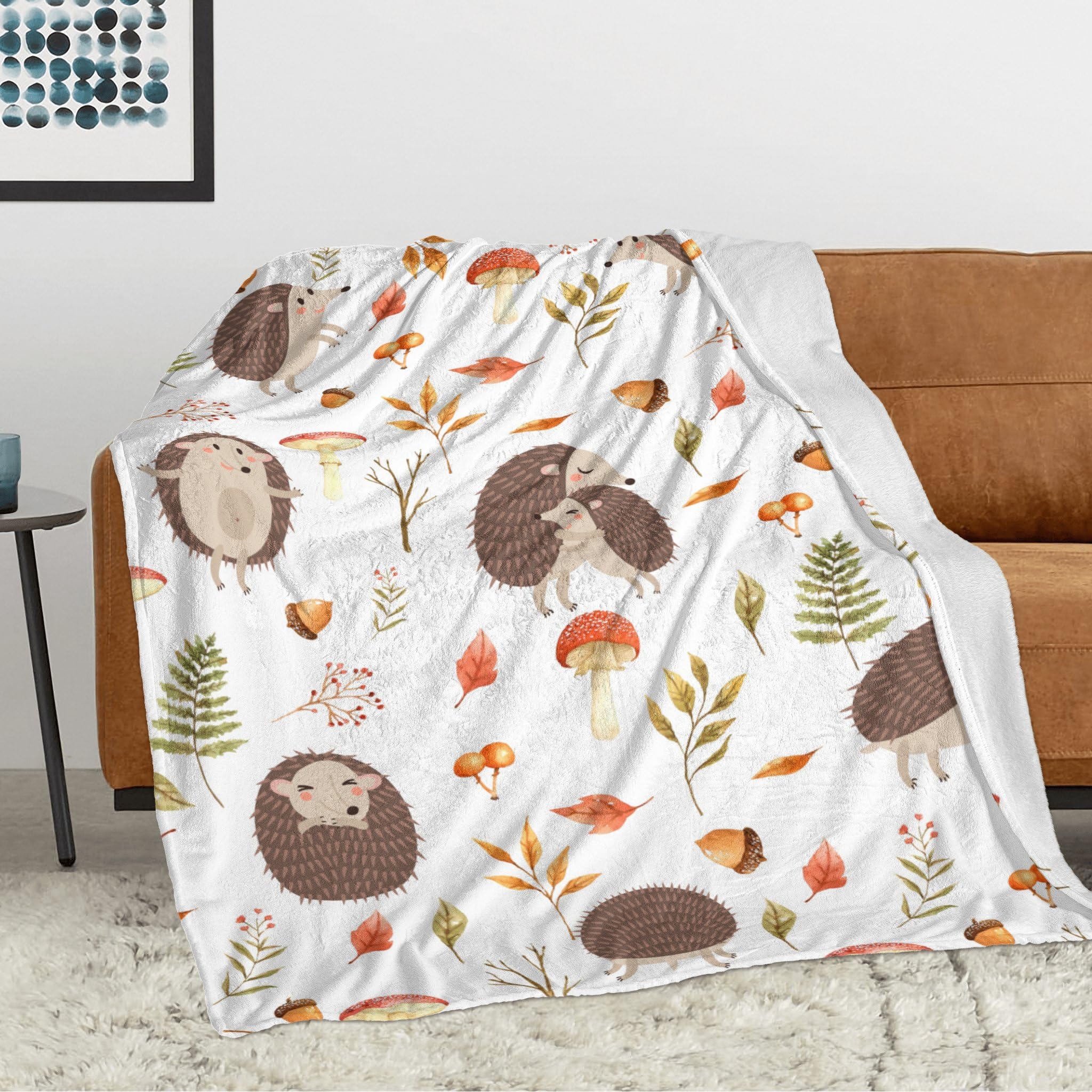 Abaysto Hedgehog Blanket Cute Animals Super Soft Warm Bed Bedding Throw Blankets Girls Boys Gifts for Couch Bedroom Sofa Office Car Decor All Season Flannel Plush Blanket for Kids Adults 100x130cm - Image 3