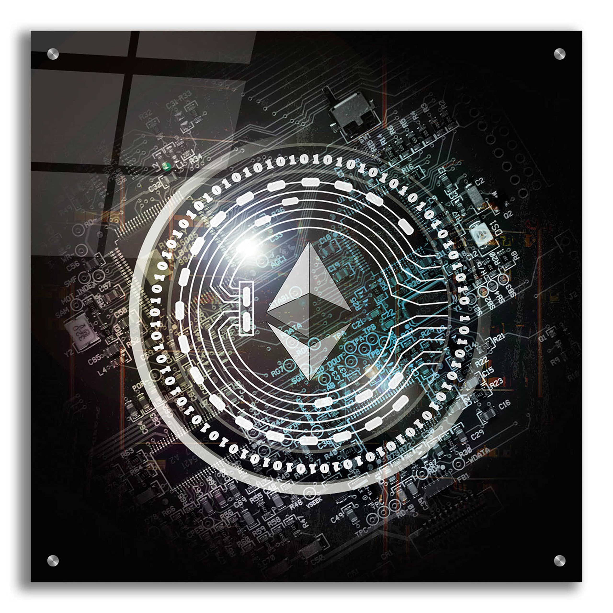 Epic Art 'Eth Ethereum Crypto Coin Portfolio, Acrylic Glass Wall Art, 24