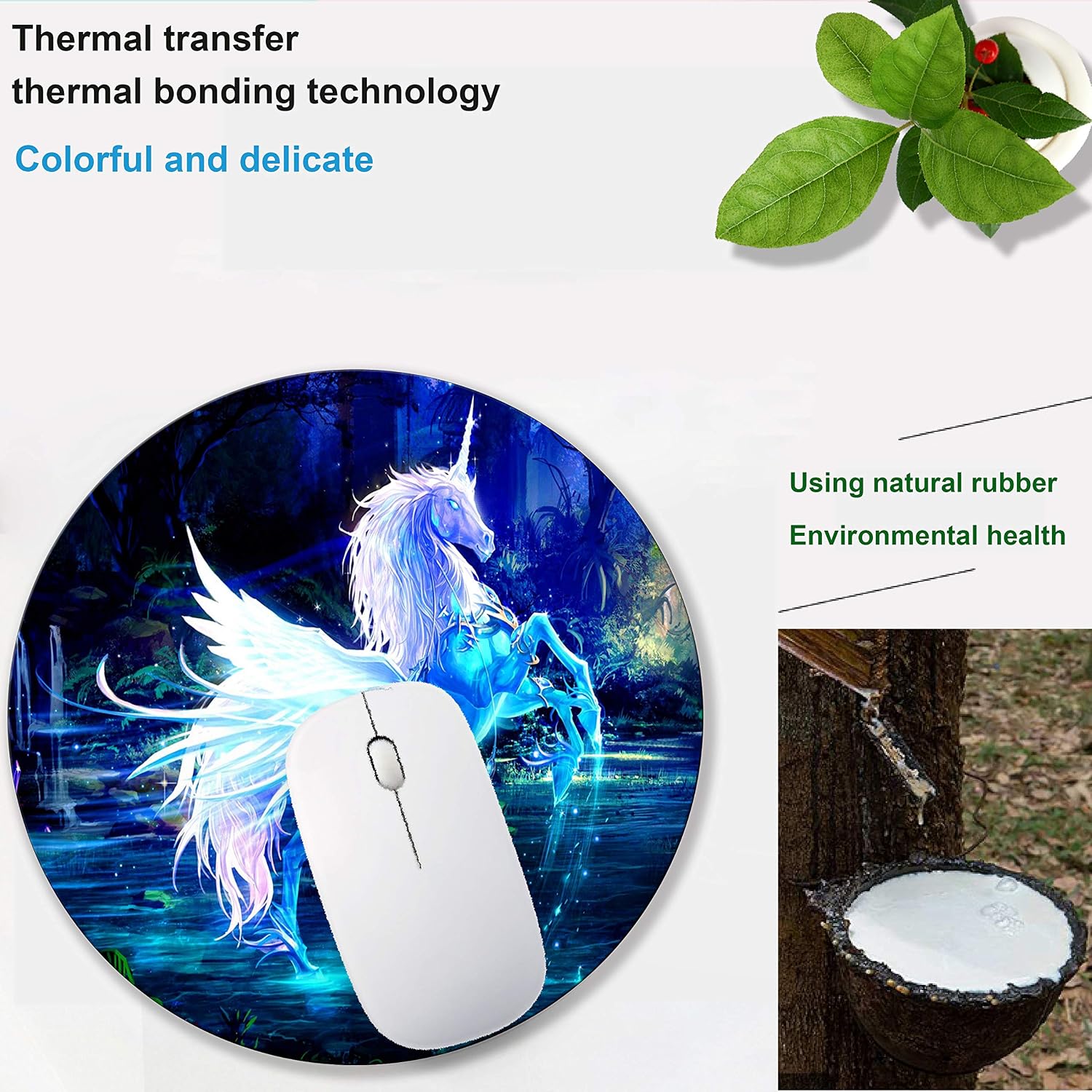 Round Unicorn Mouse Pad - Small Computer Mousepad for Wireless Mouse image 3